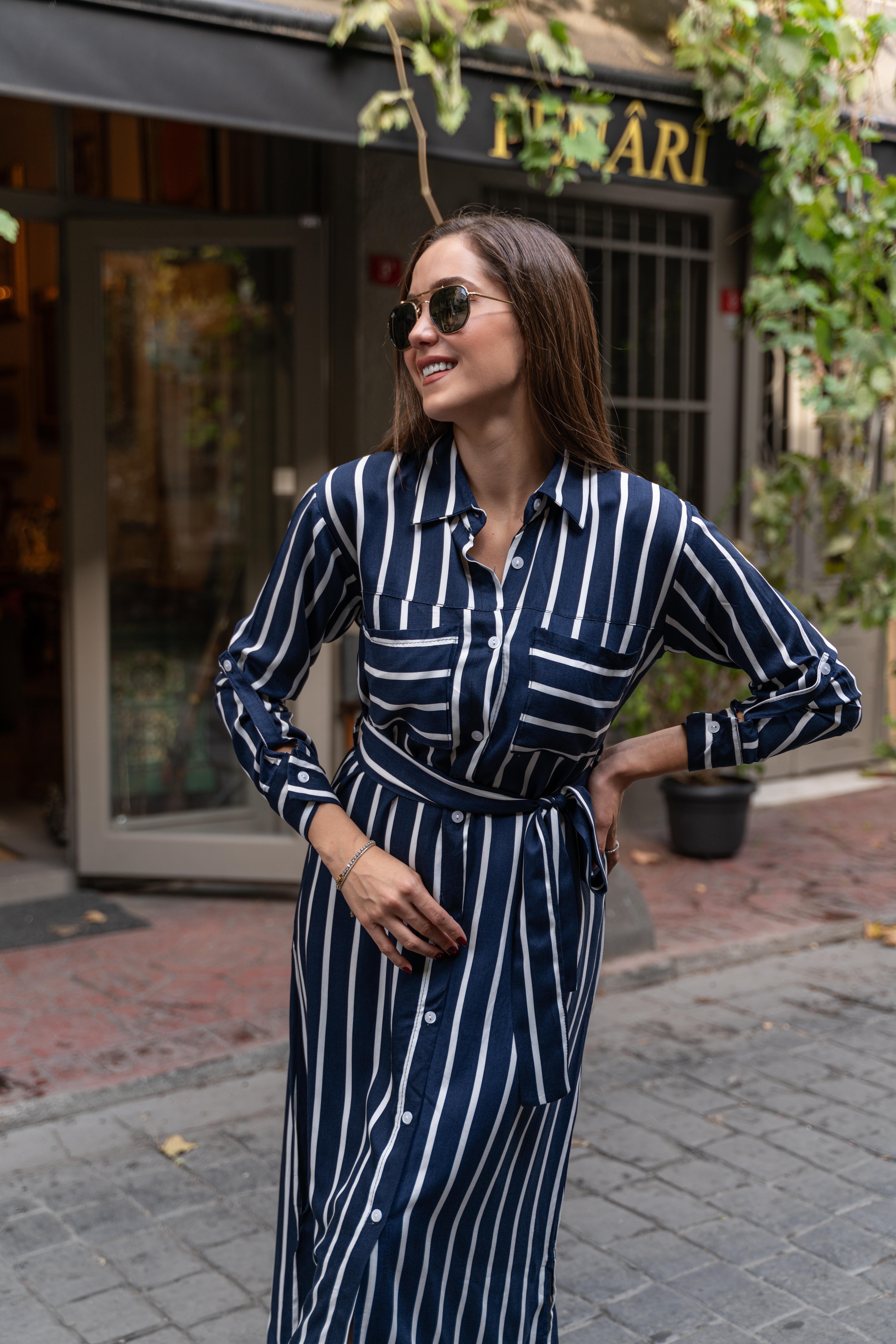 Çizgili Gömlek Elbise