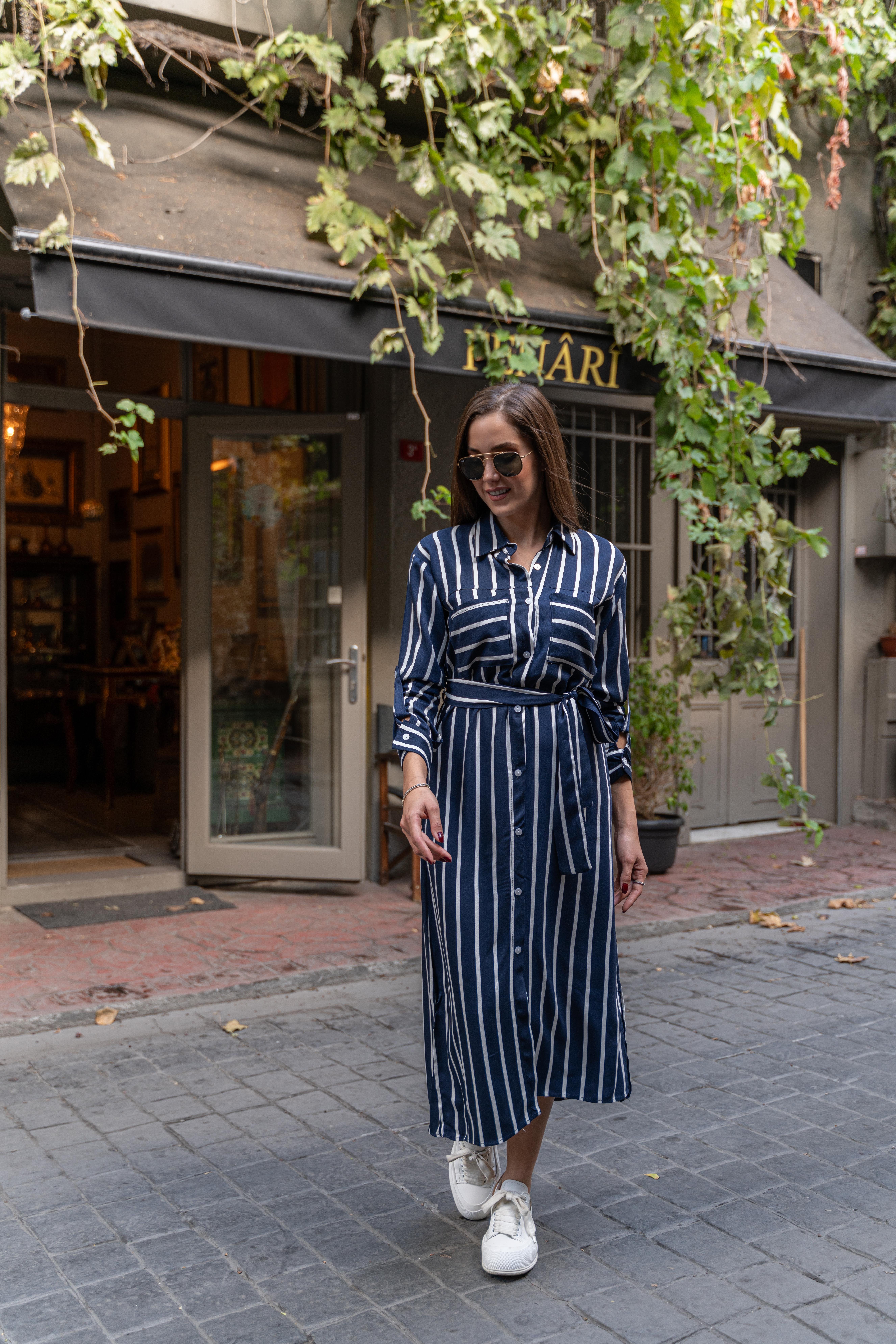 Çizgili Gömlek Elbise