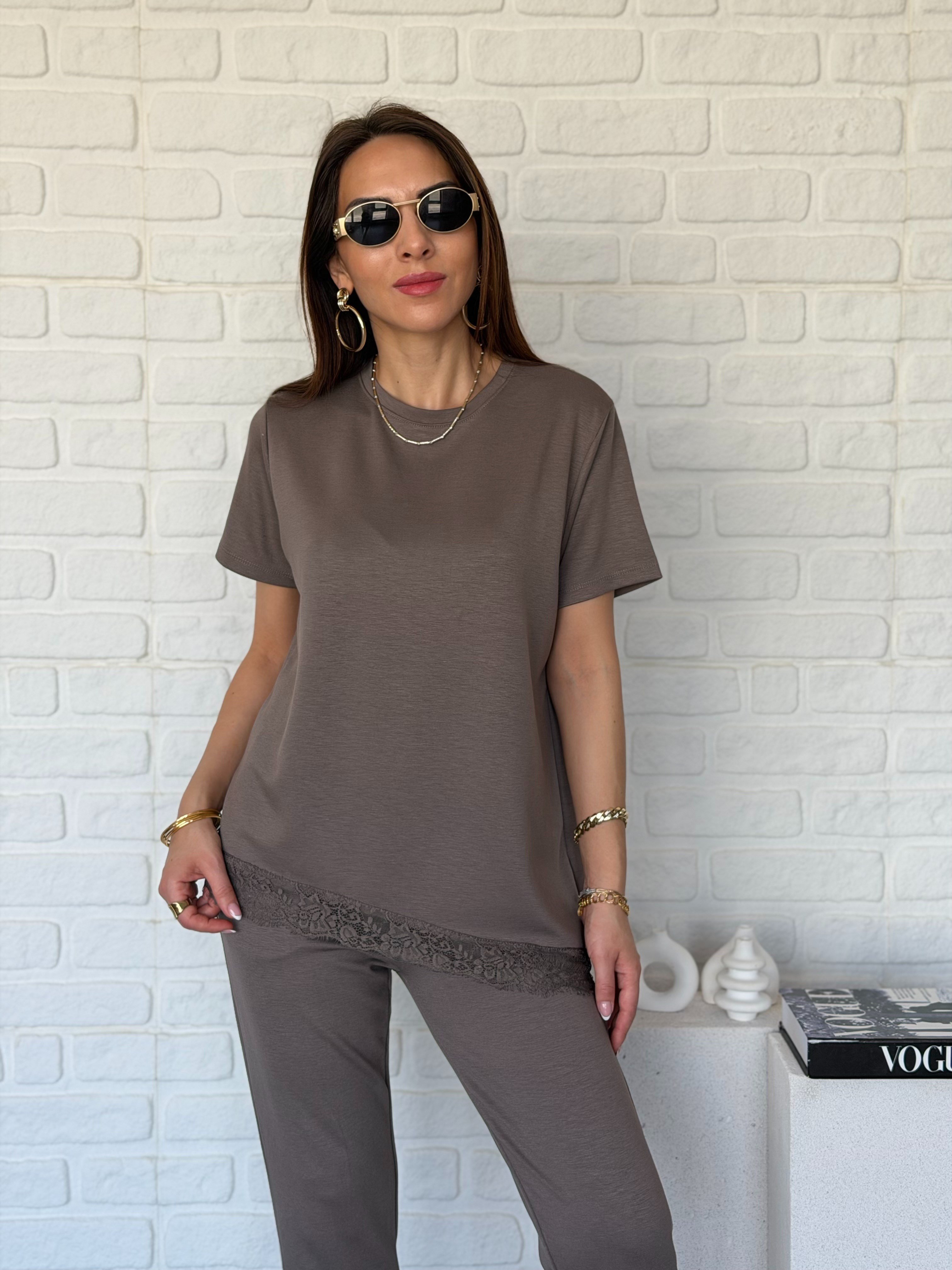 Dantelli Modal Takım Siyah