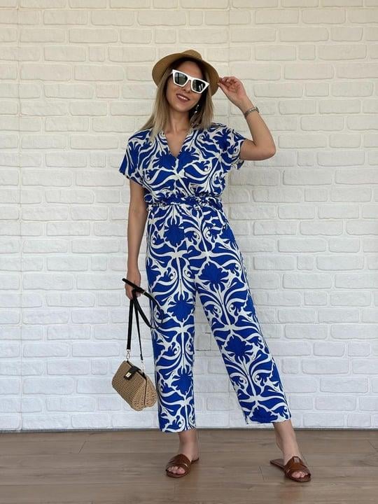 Desenli Tulum Mavi