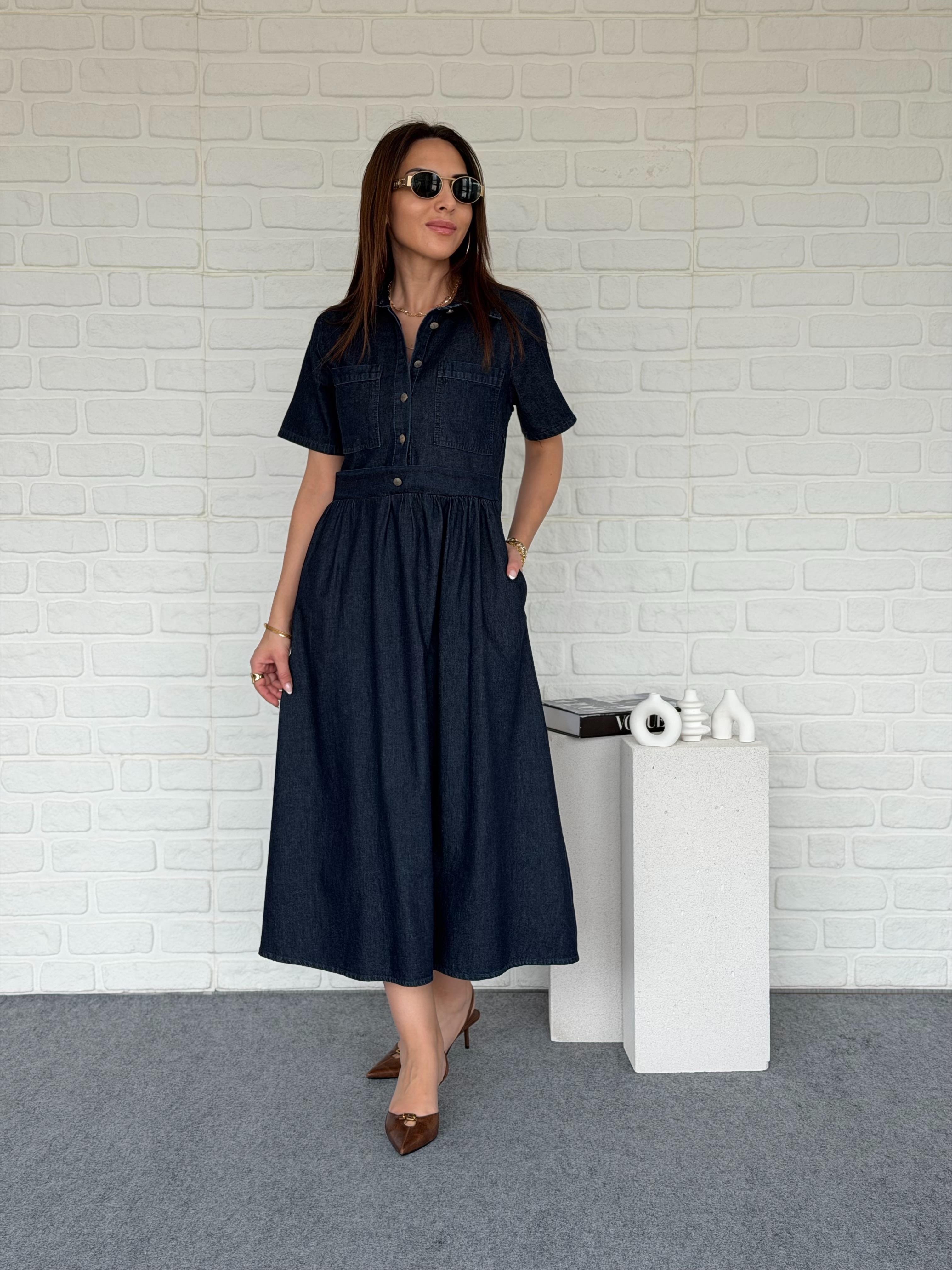 Düğmeli Kot Elbise Laci