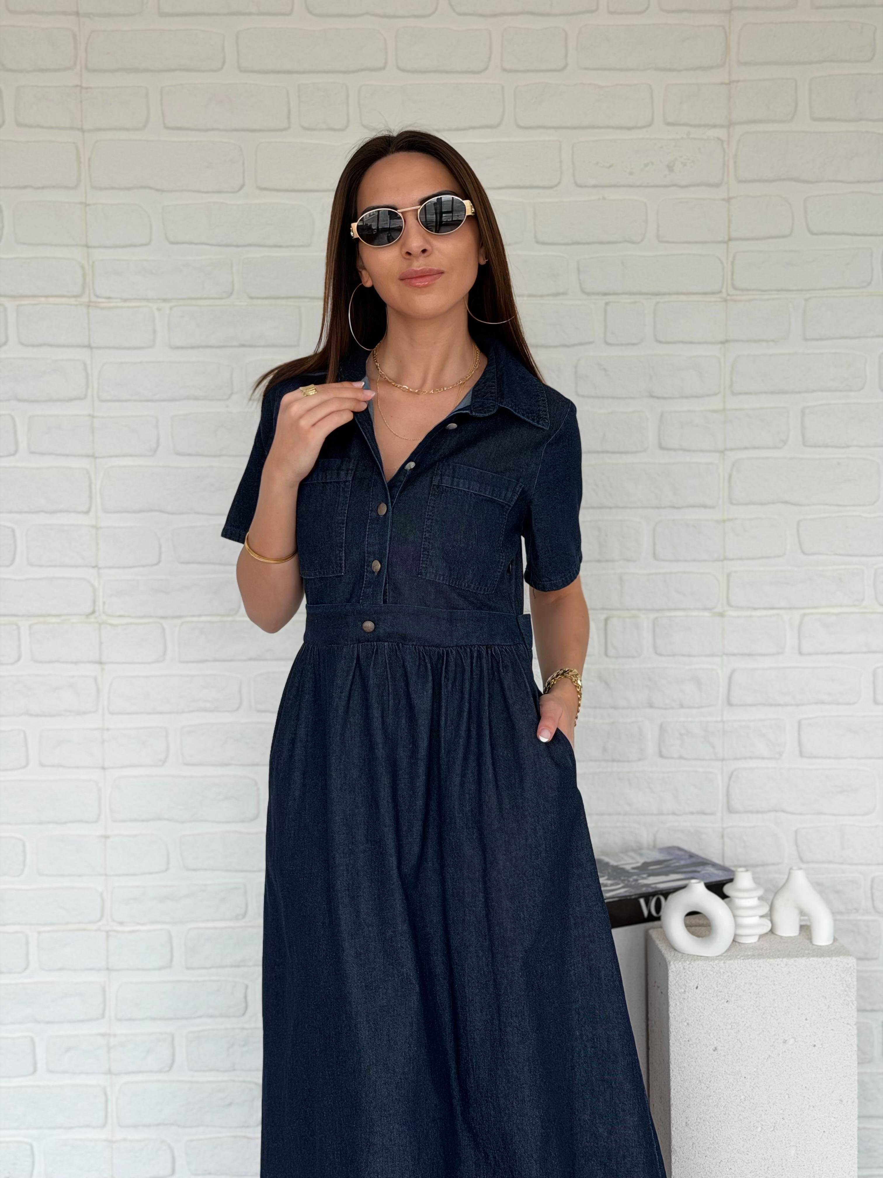 Düğmeli Kot Elbise Laci