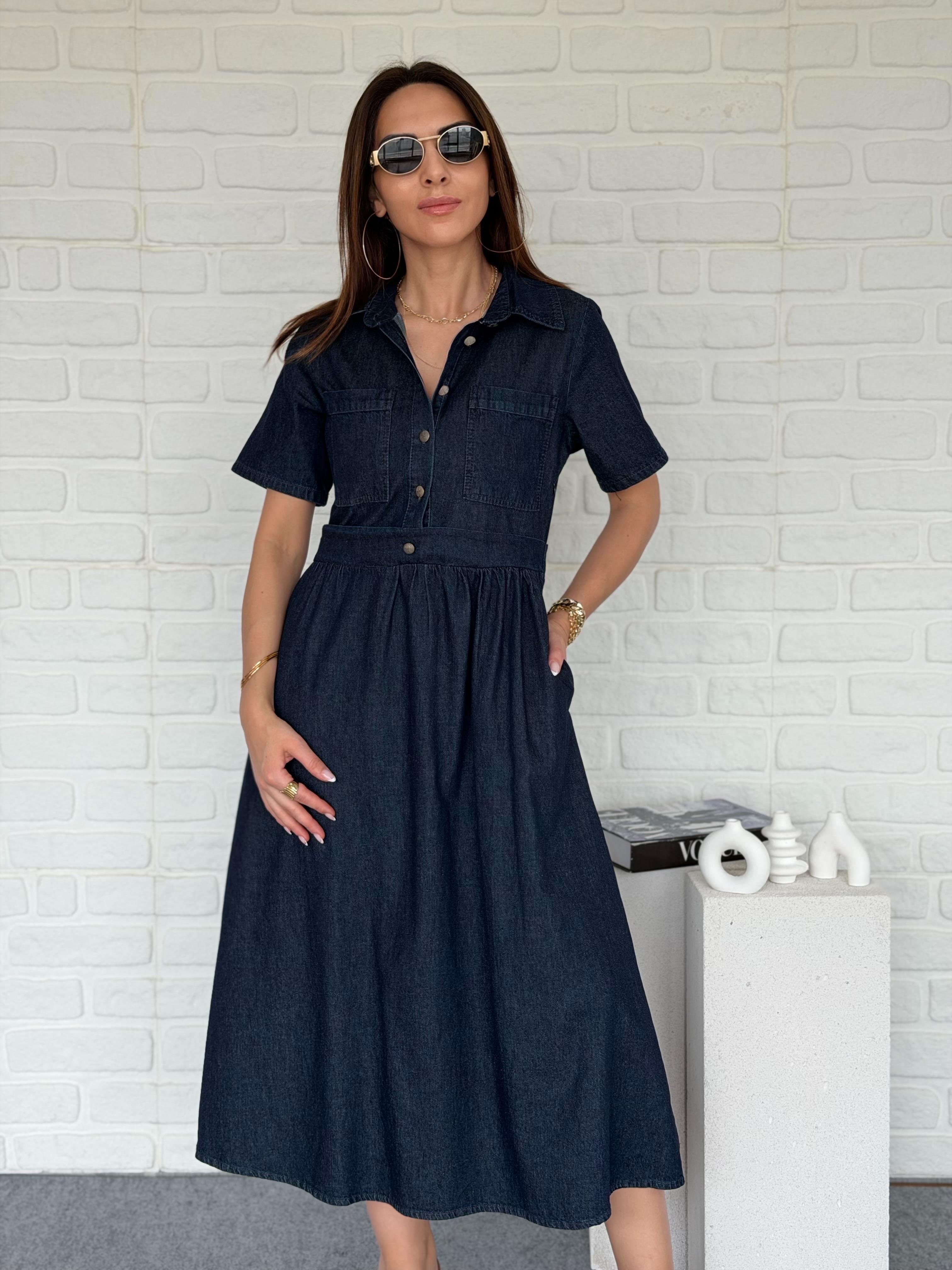 Düğmeli Kot Elbise Laci