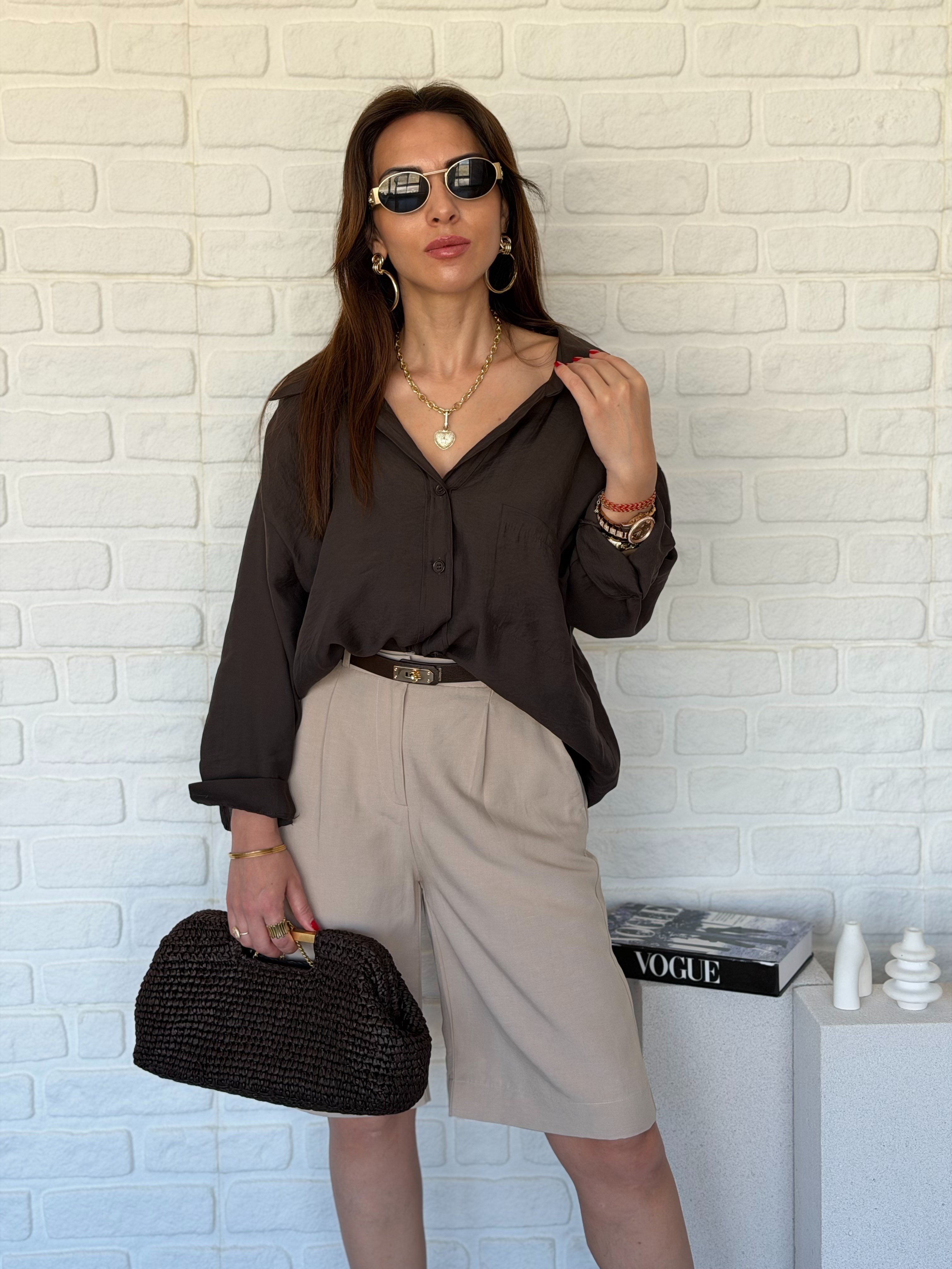 Düşük Omuzlu Oversize Gömlek