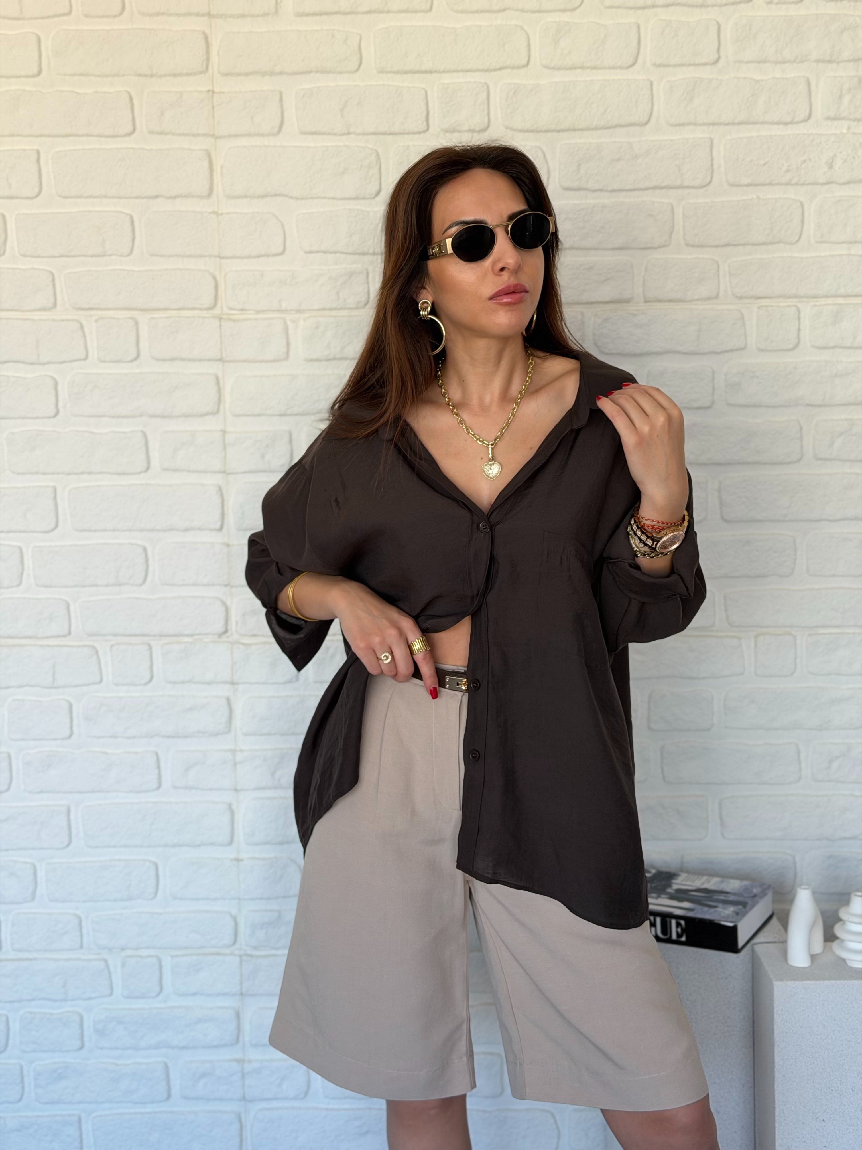Düşük Omuzlu Oversize Gömlek