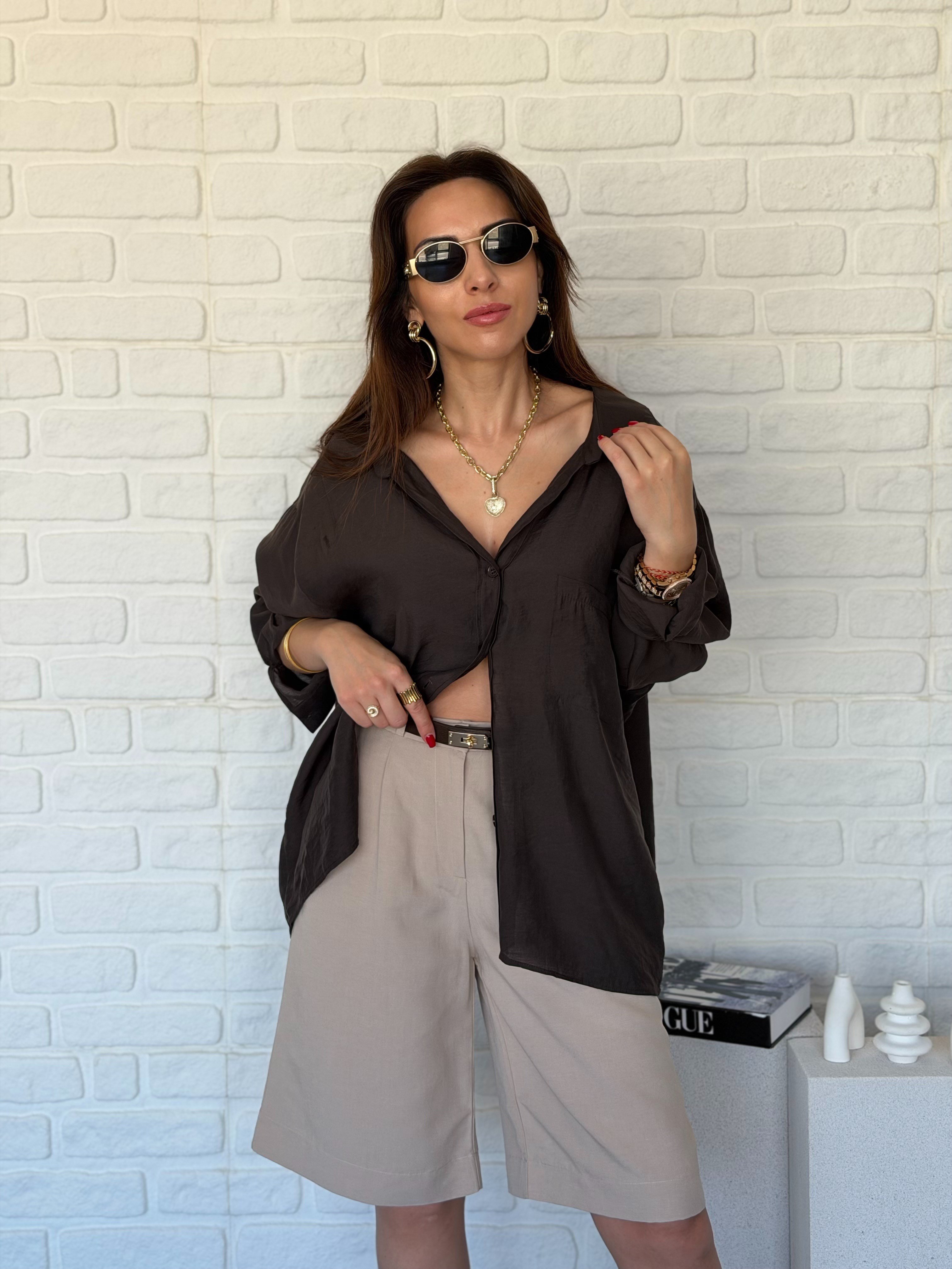 Düşük Omuzlu Oversize Gömlek