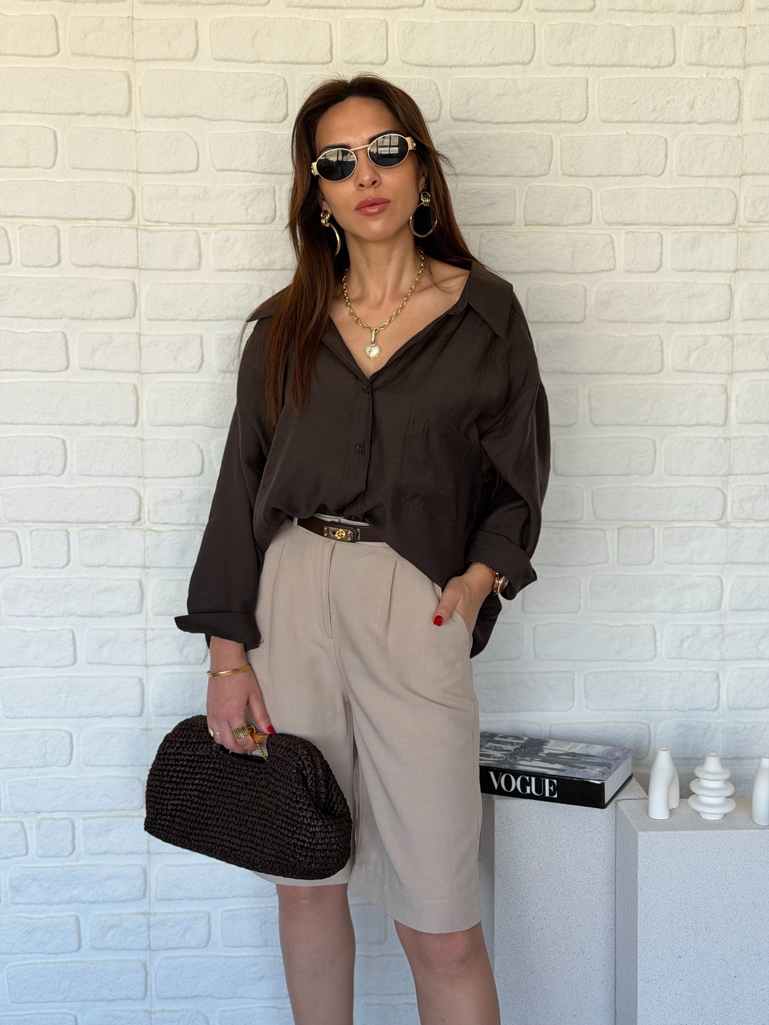 Düşük Omuzlu Oversize Gömlek