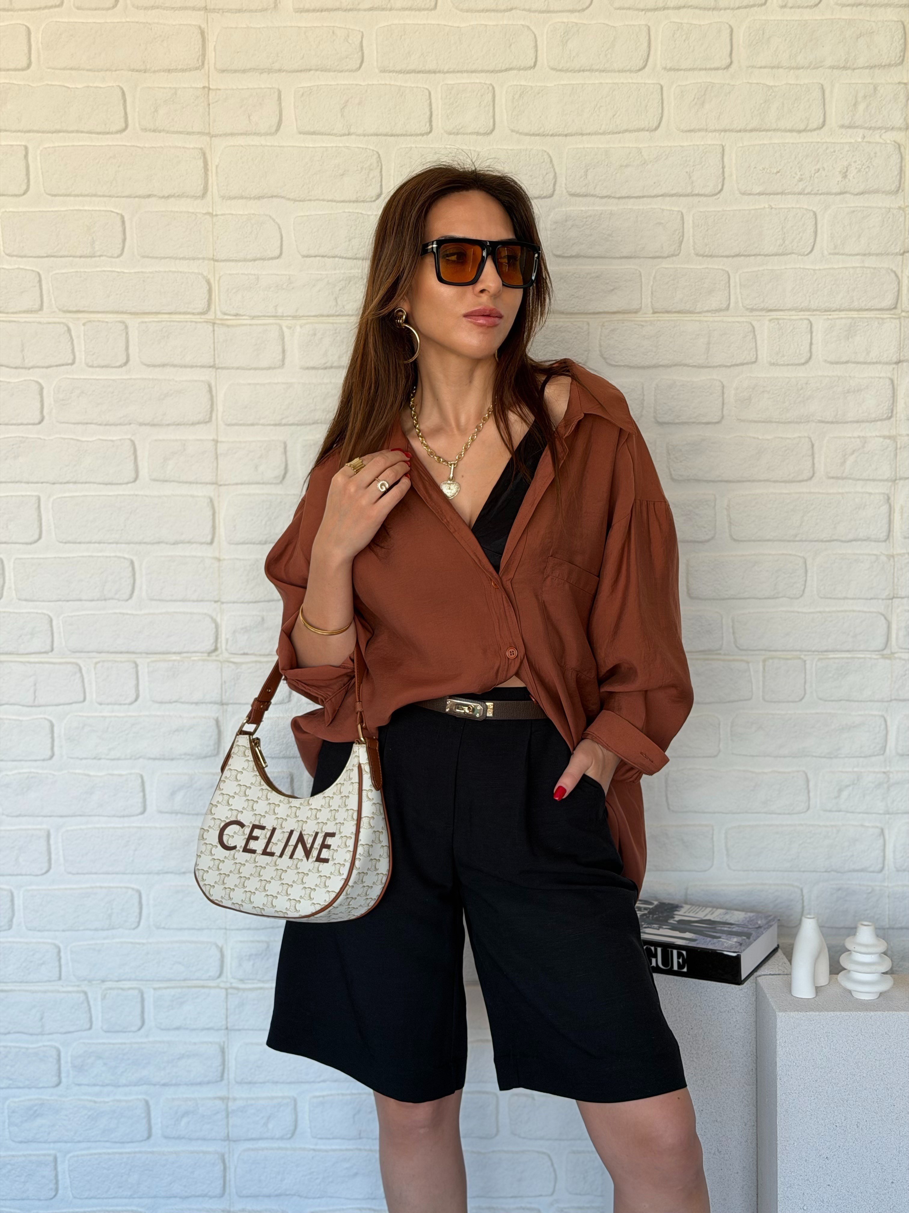 Düşük Omuzlu Oversize Gömlek