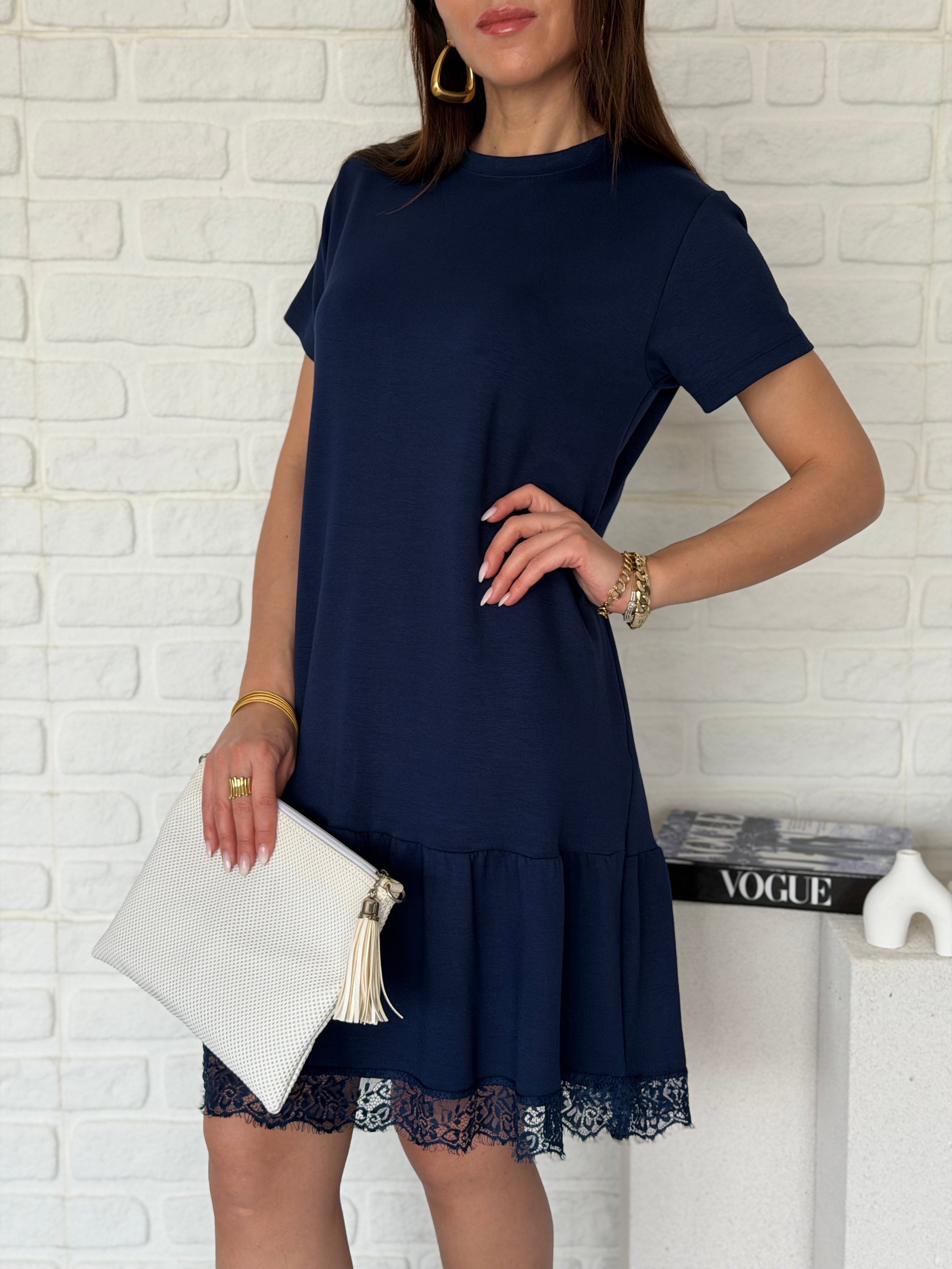 Eteği Dantelli Modal Elbise Laci