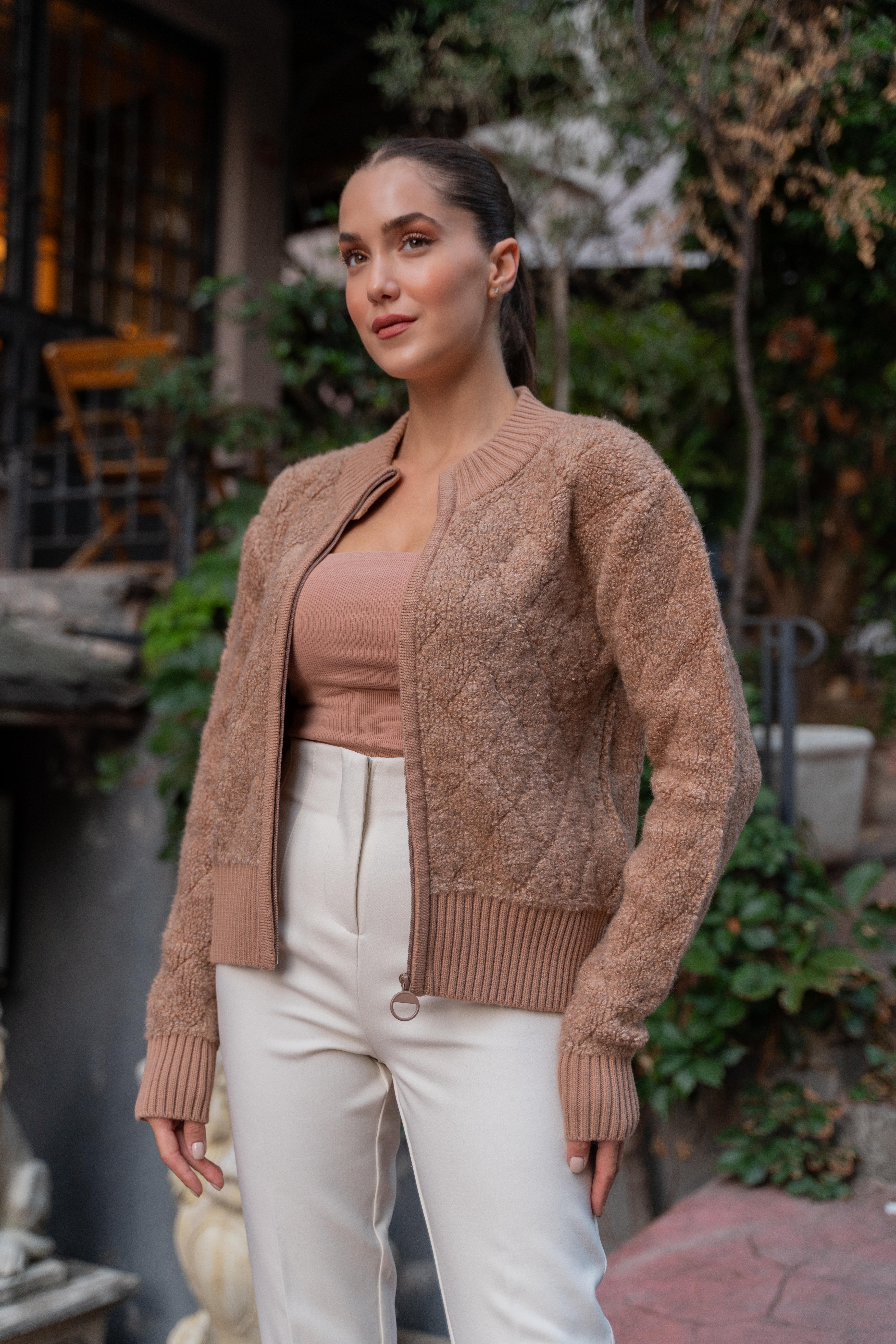 Fermuarlı Hırka Camel