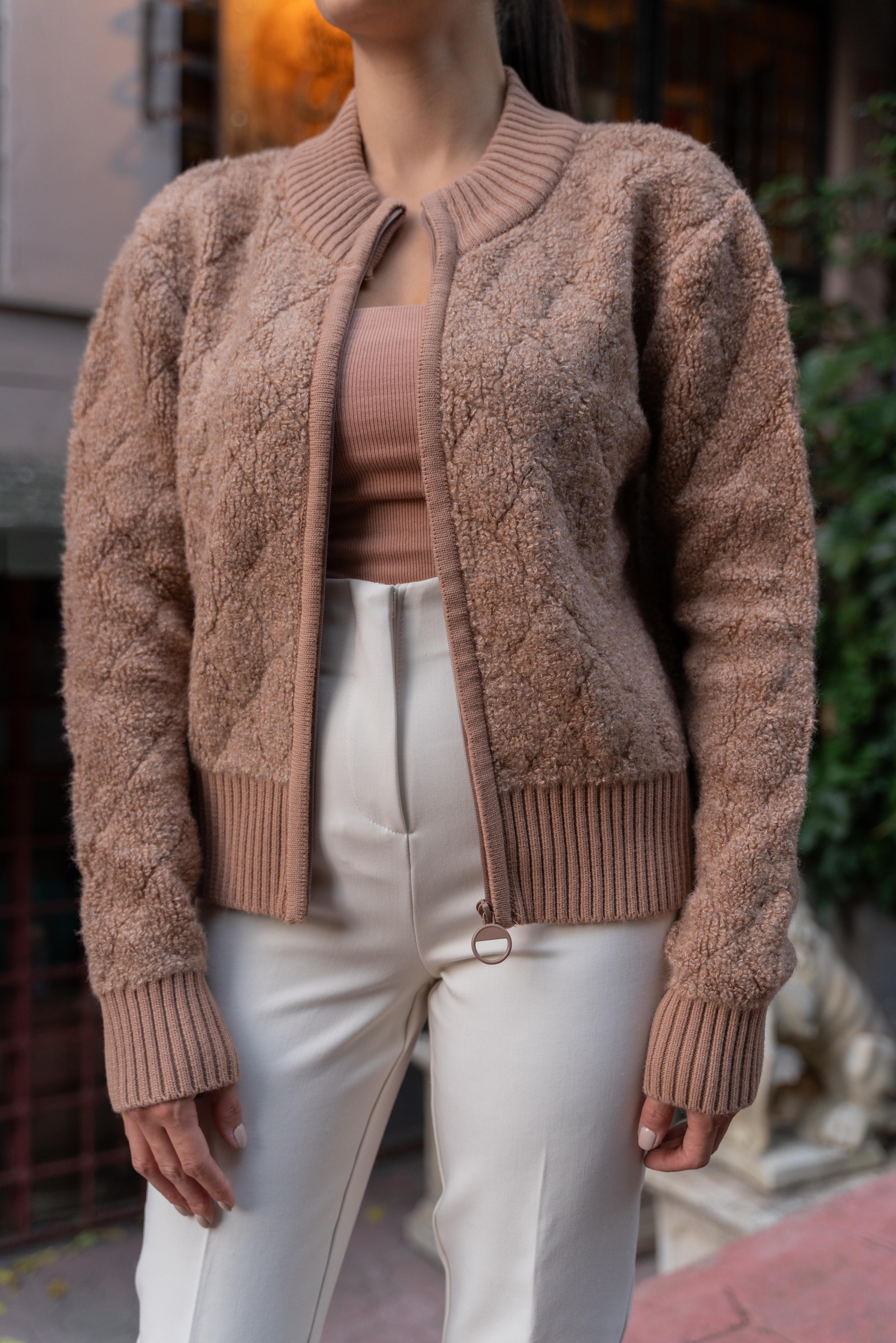Fermuarlı Hırka Camel