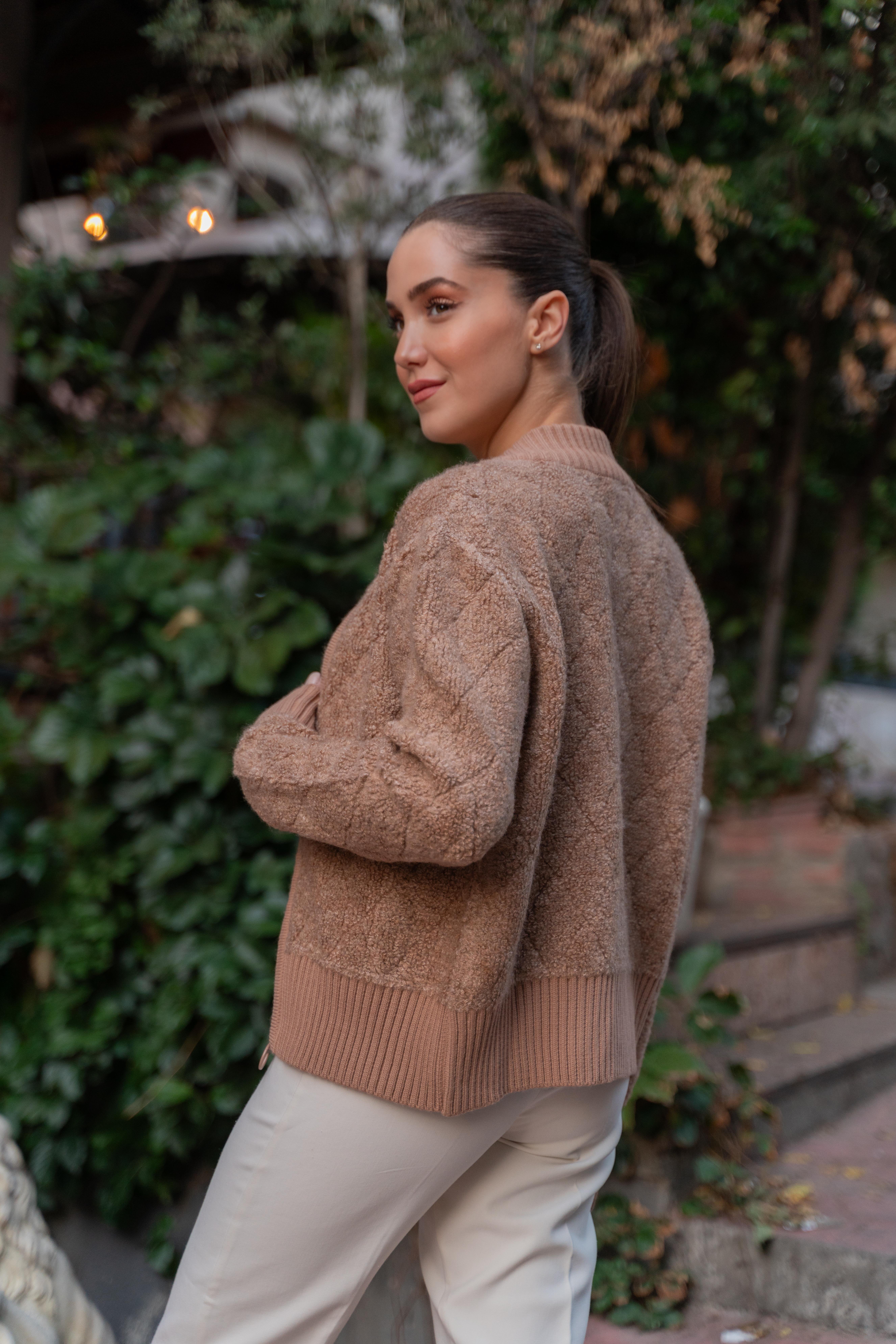Fermuarlı Hırka Camel
