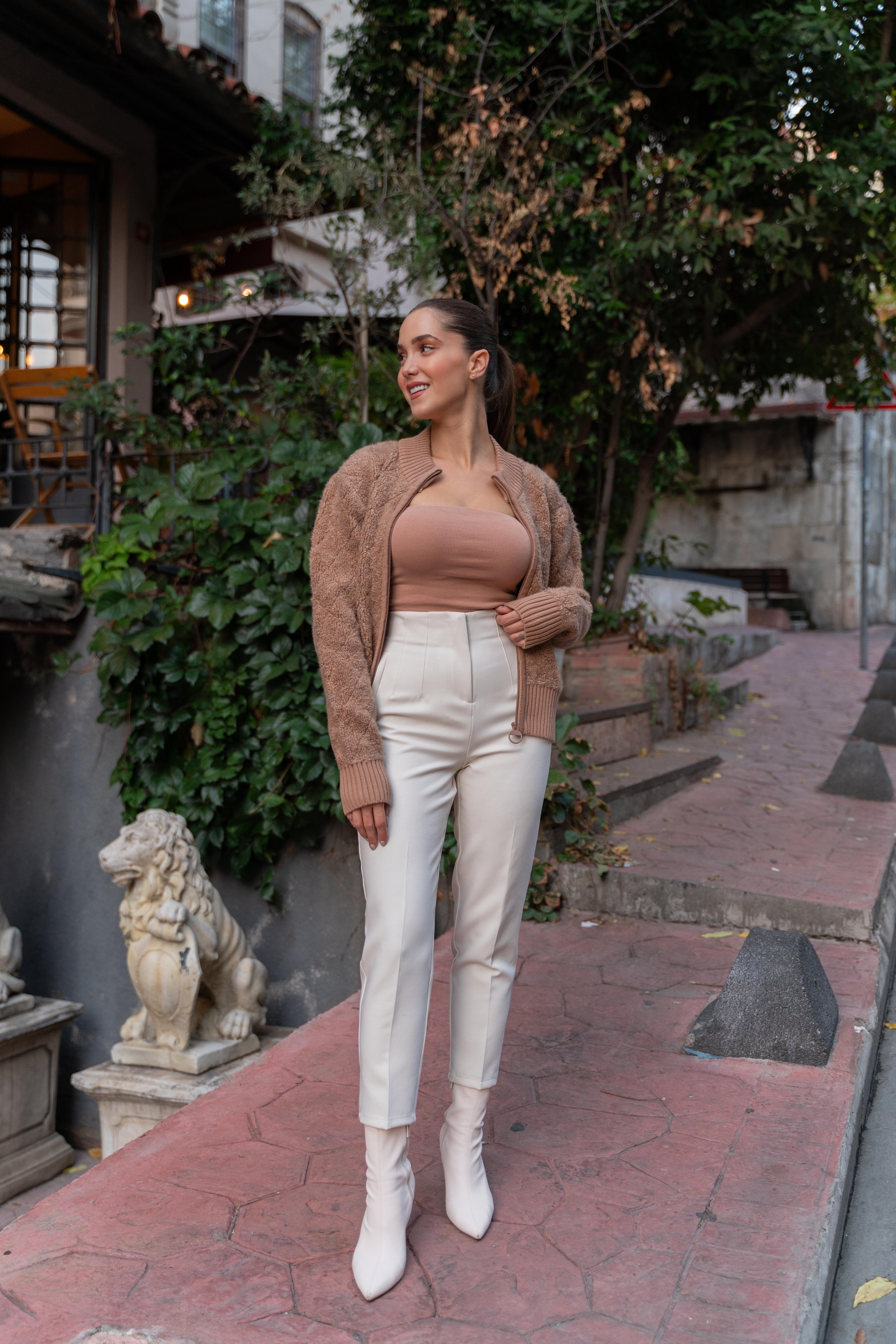 Fermuarlı Hırka Camel