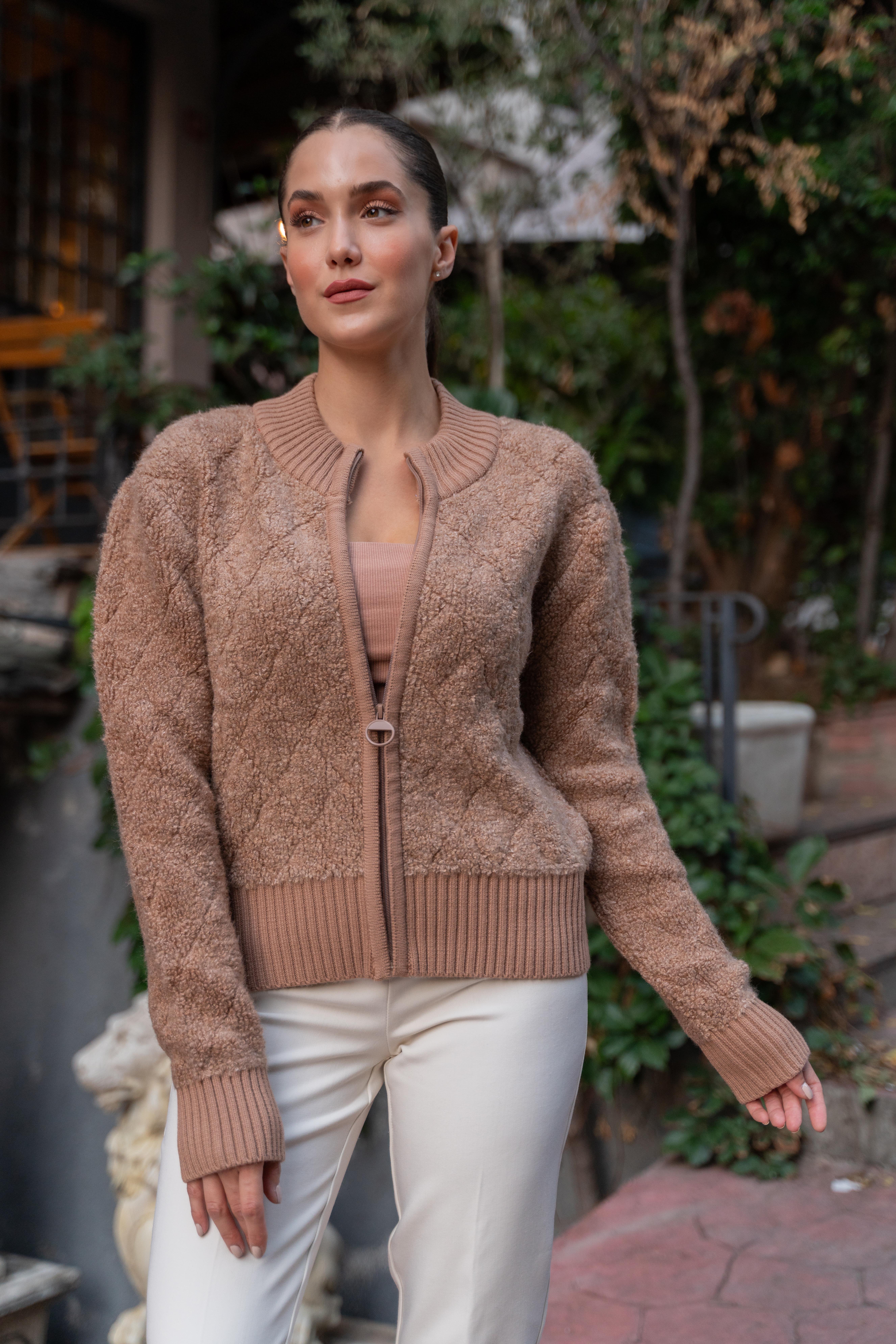 Fermuarlı Hırka Camel