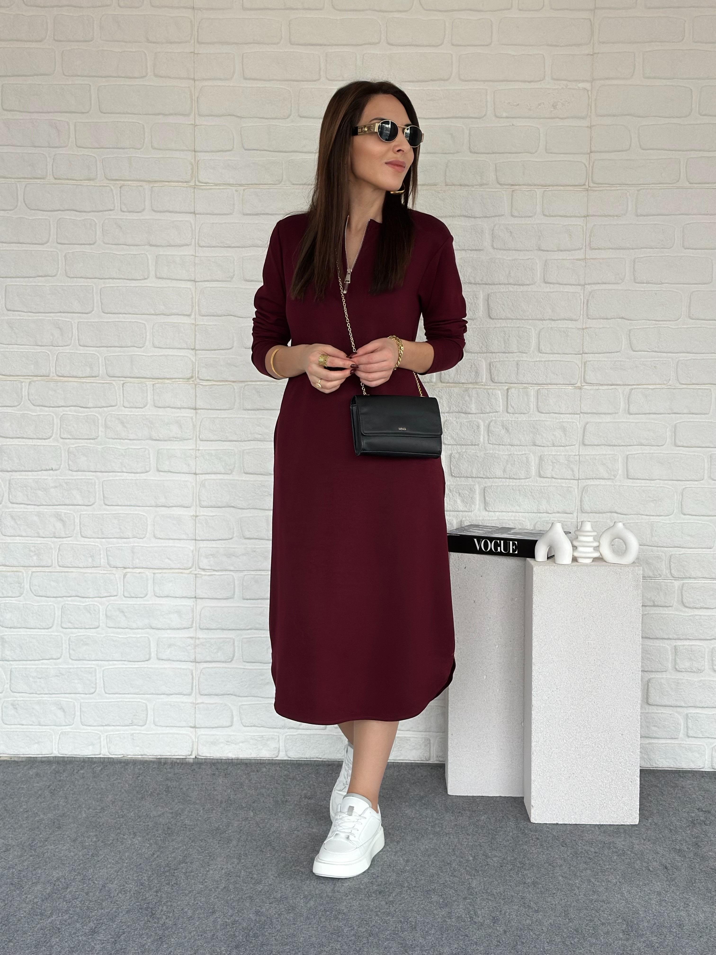 Fermuarlı Modal Elbise Bordo