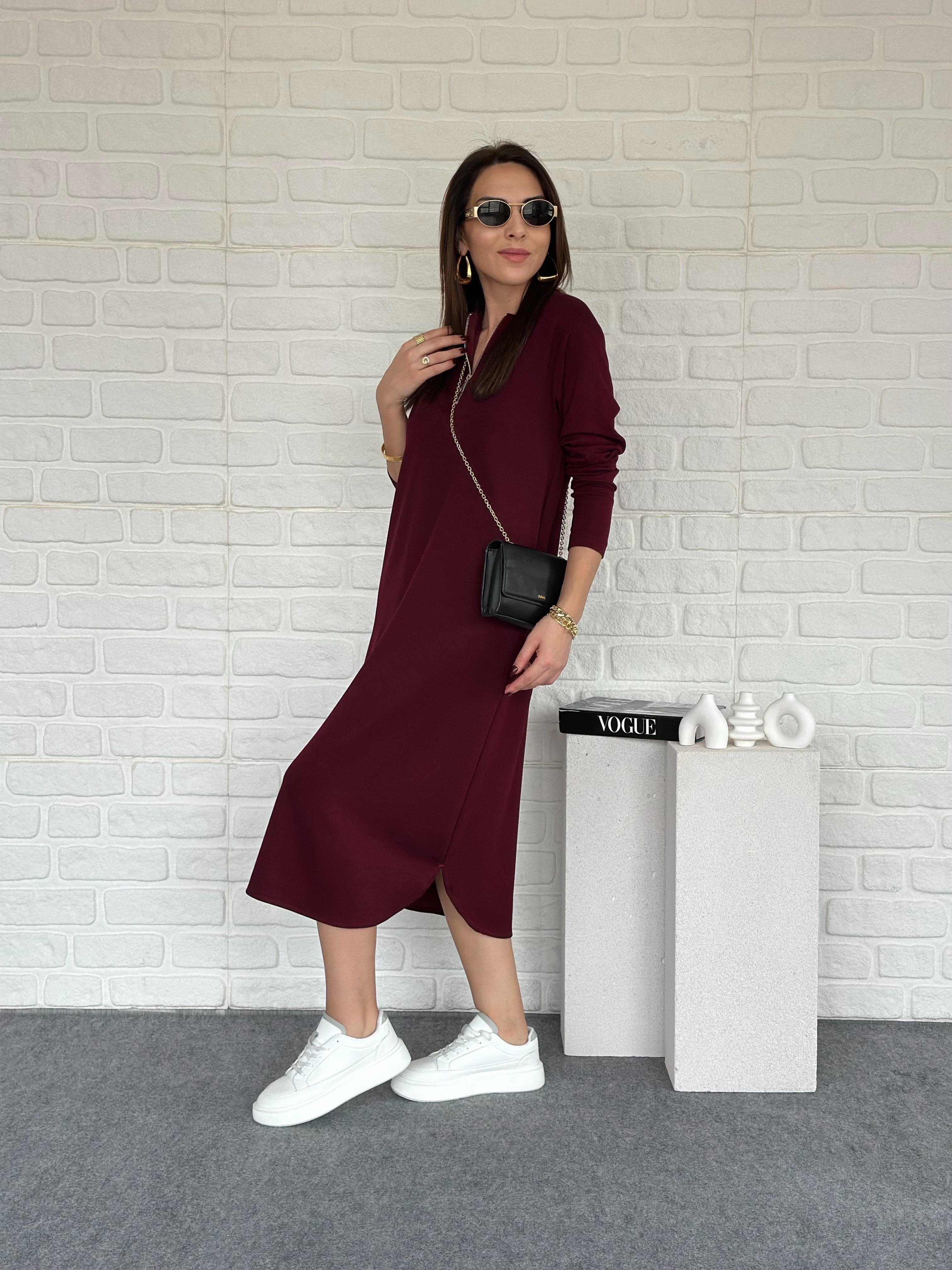 Fermuarlı Modal Elbise Bordo