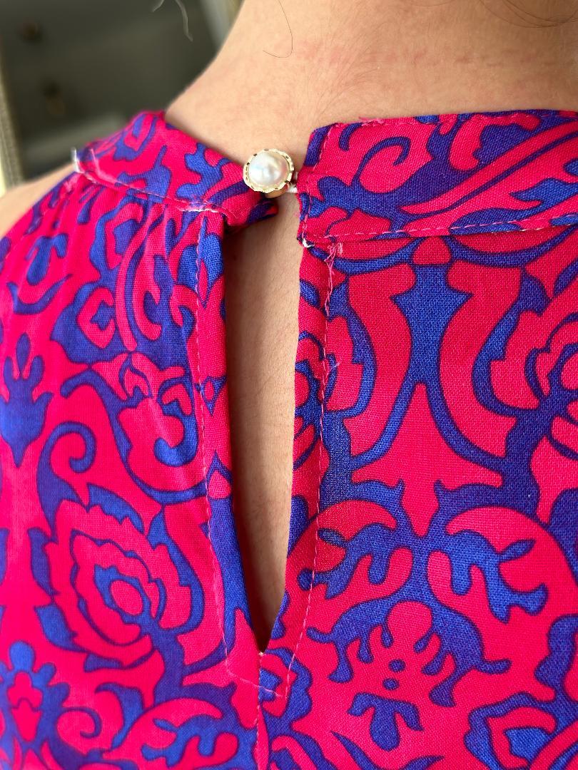 Halter Yaka Şal Desen Elbise Pembe
