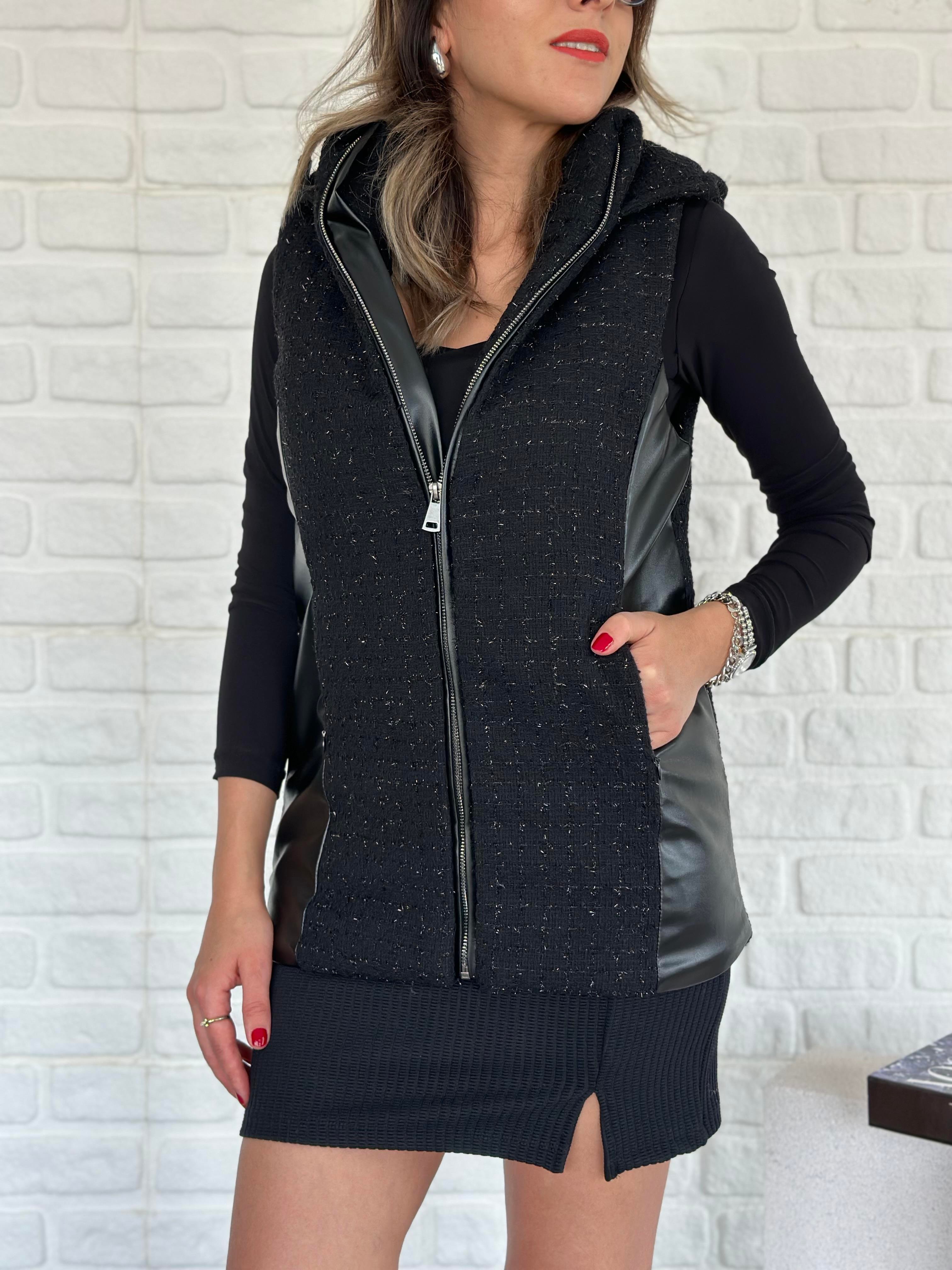 Kapüşonlu Simli Puffer Yelek
