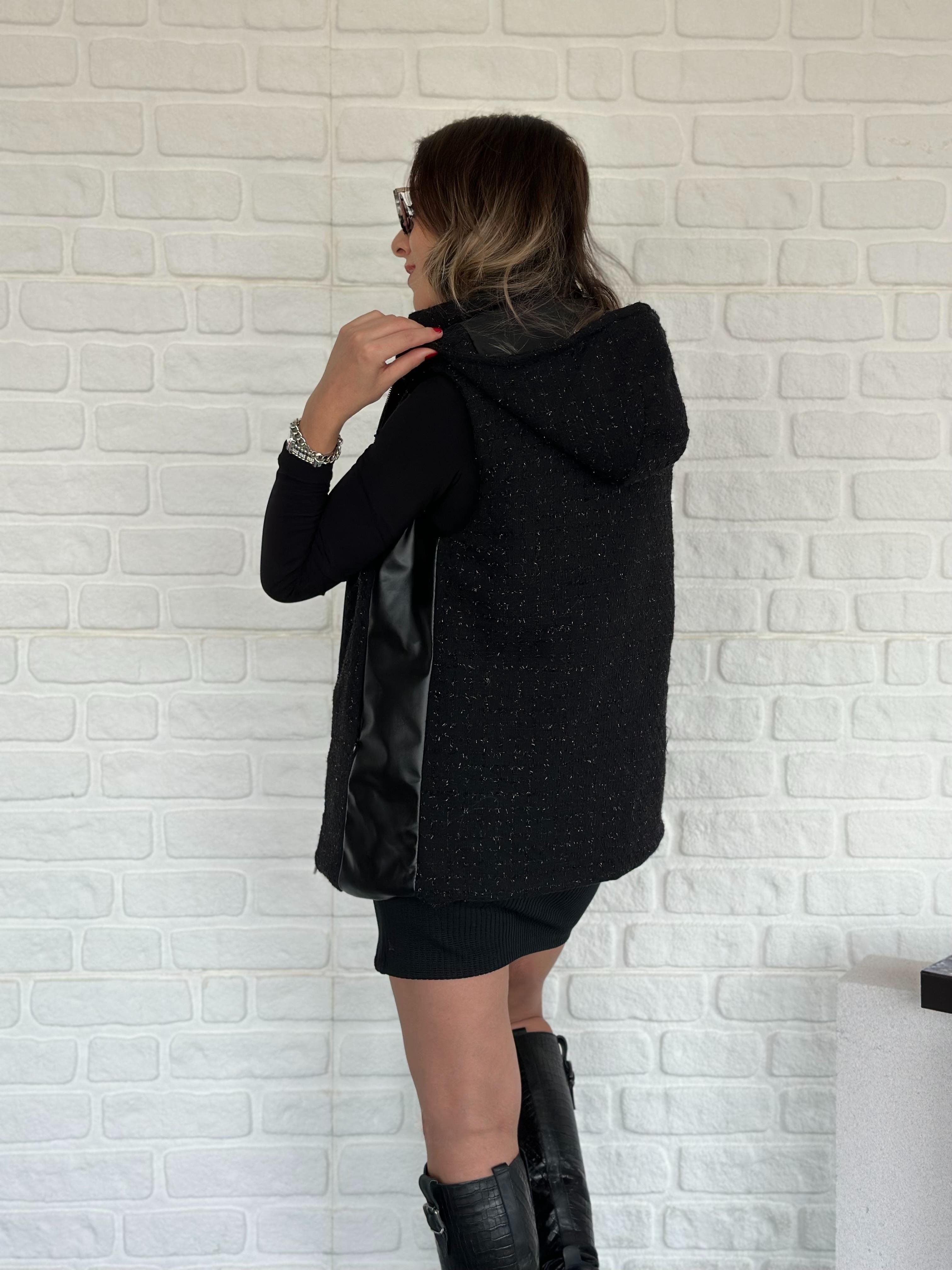 Kapüşonlu Simli Puffer Yelek