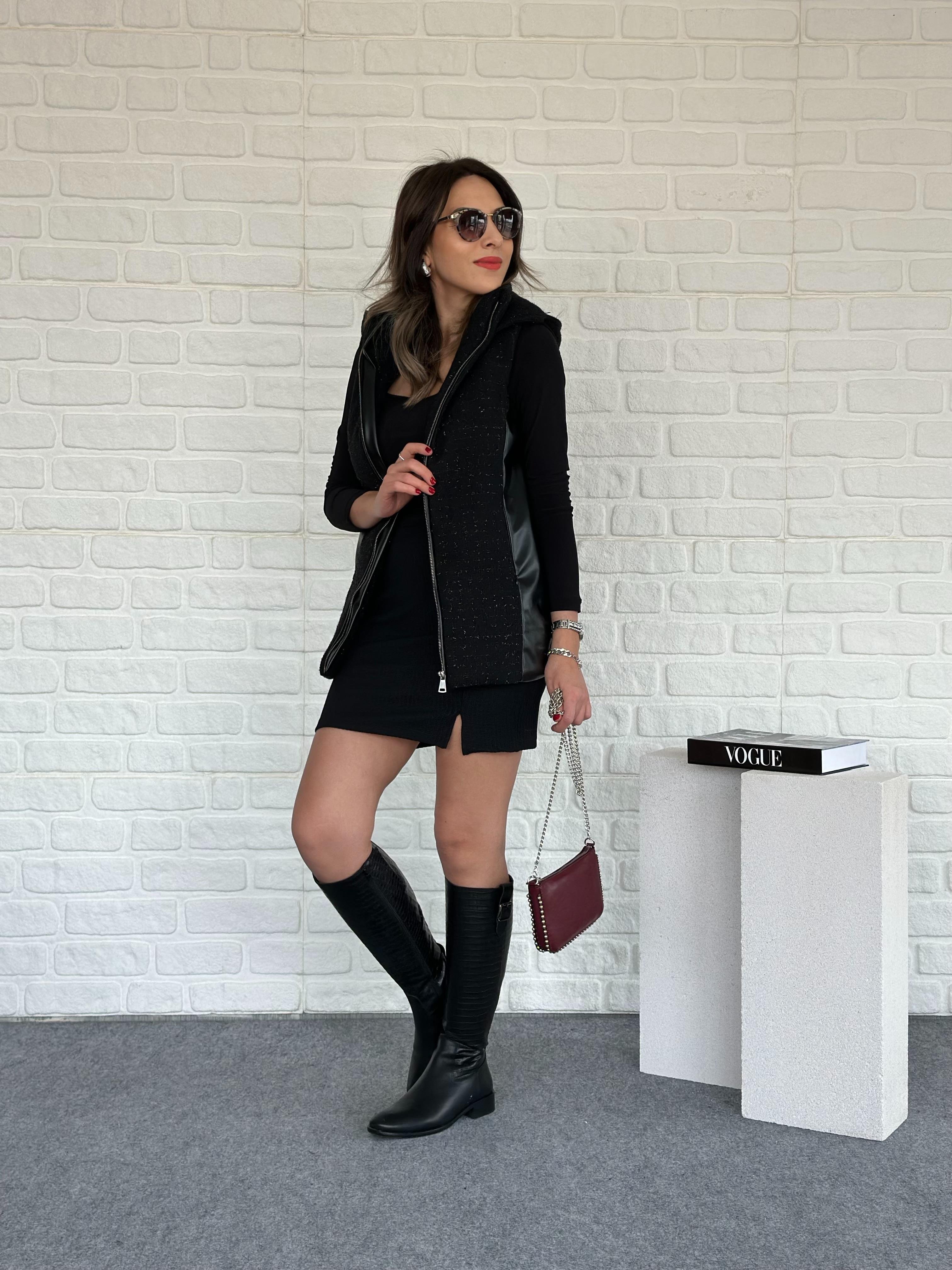 Kapüşonlu Simli Puffer Yelek