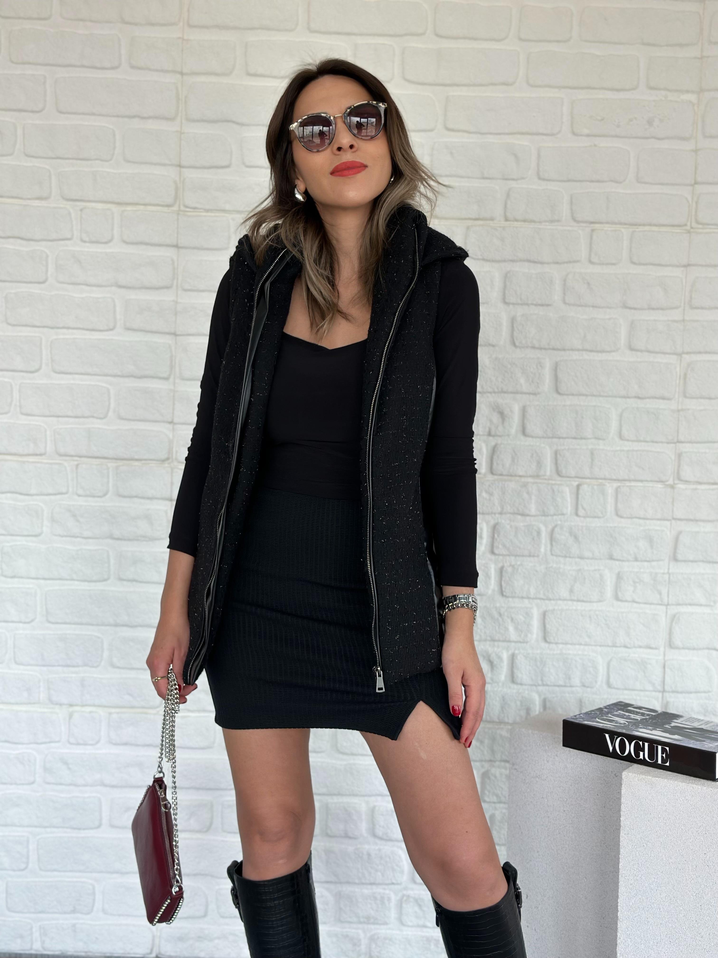 Kapüşonlu Simli Puffer Yelek