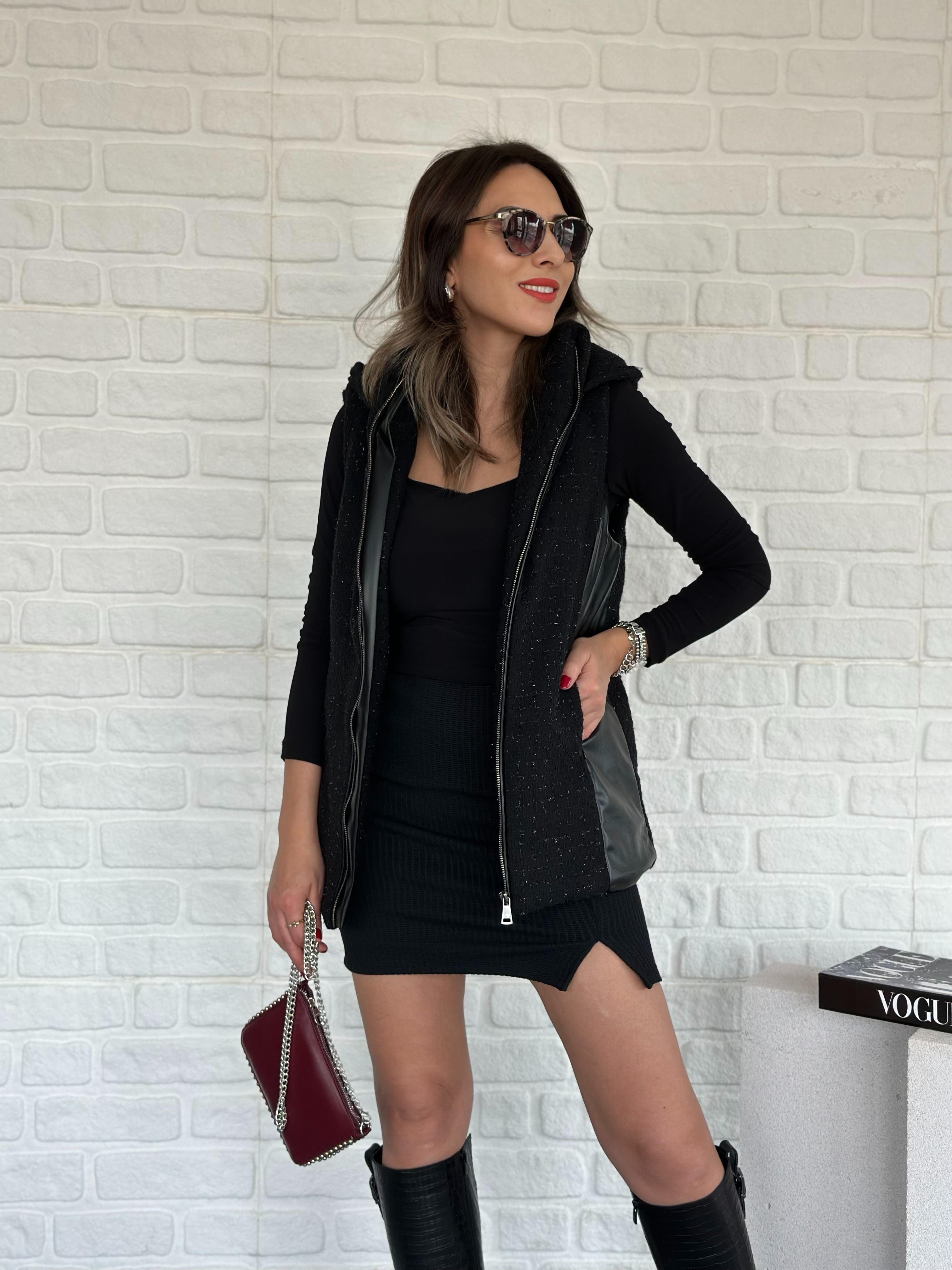 Kapüşonlu Simli Puffer Yelek