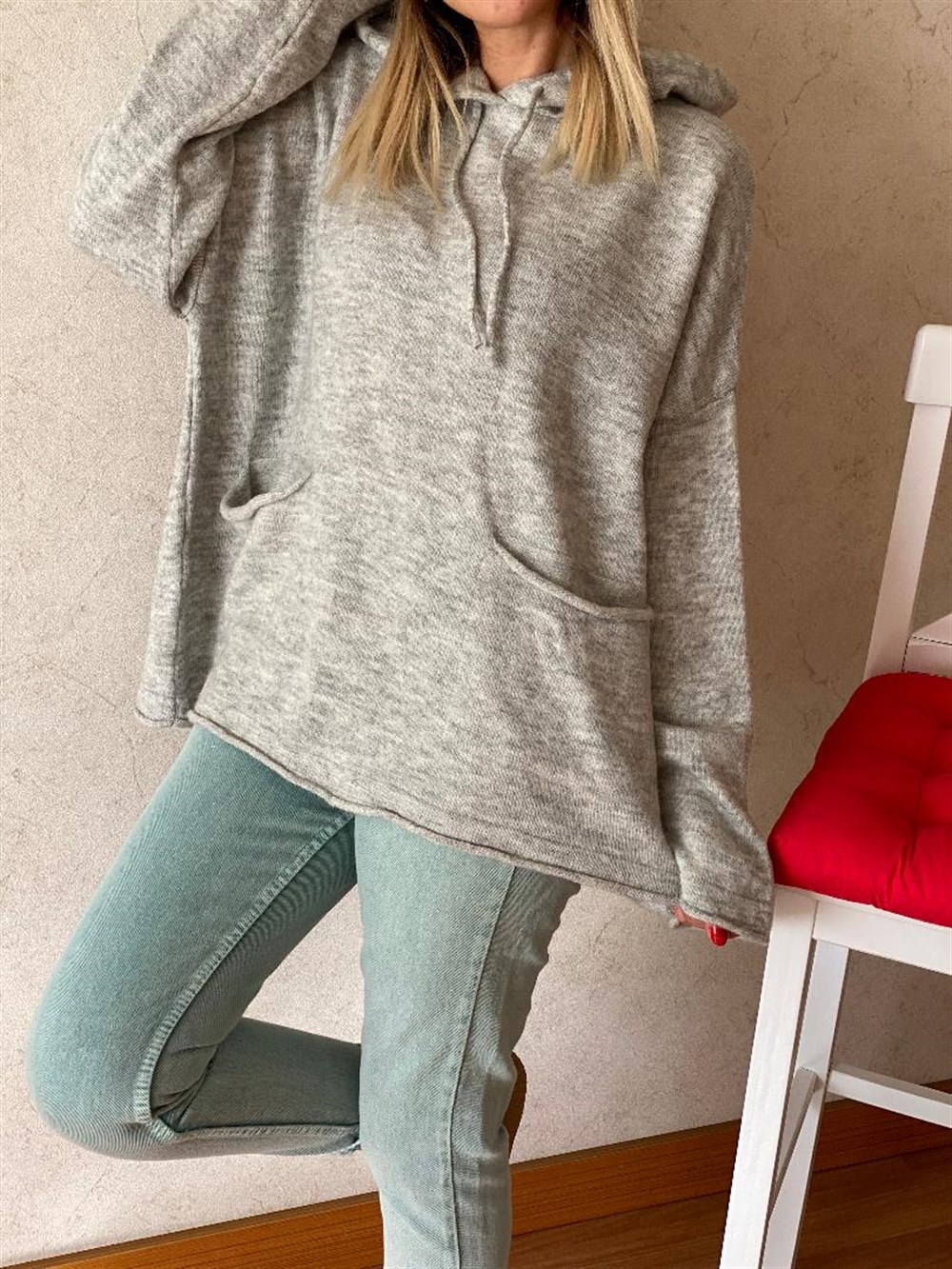 Kapüşonlu Sweat Kazak