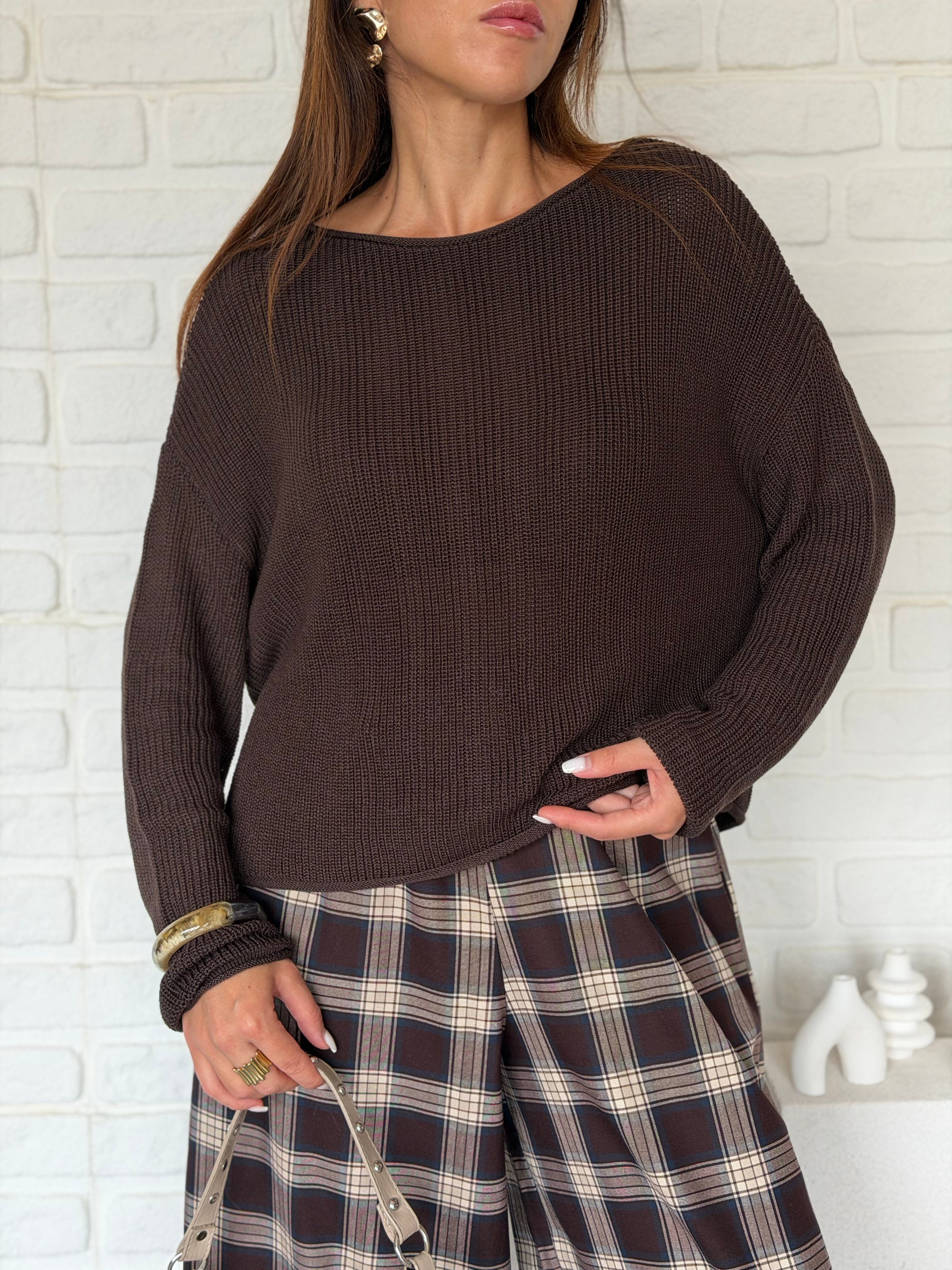 Kayık Yaka Basic Triko Kazak