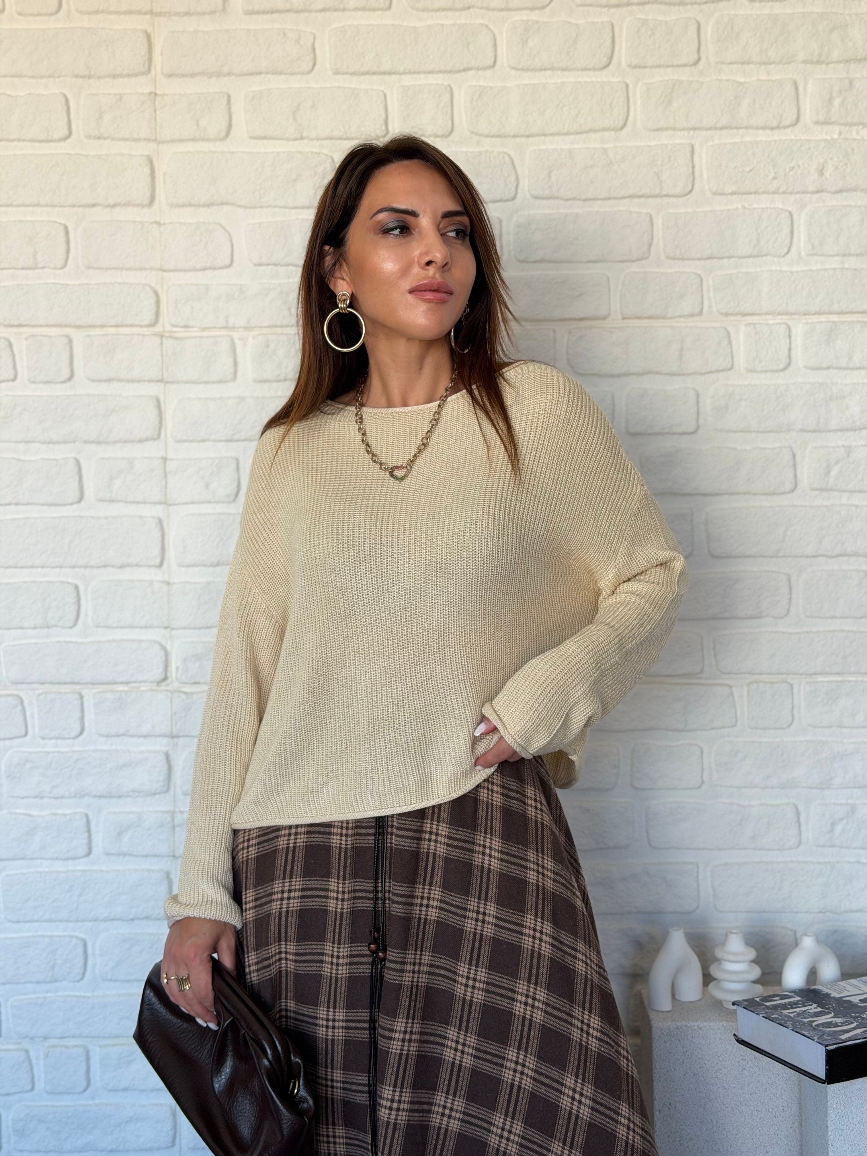 Kayık Yaka Basic Triko Kazak
