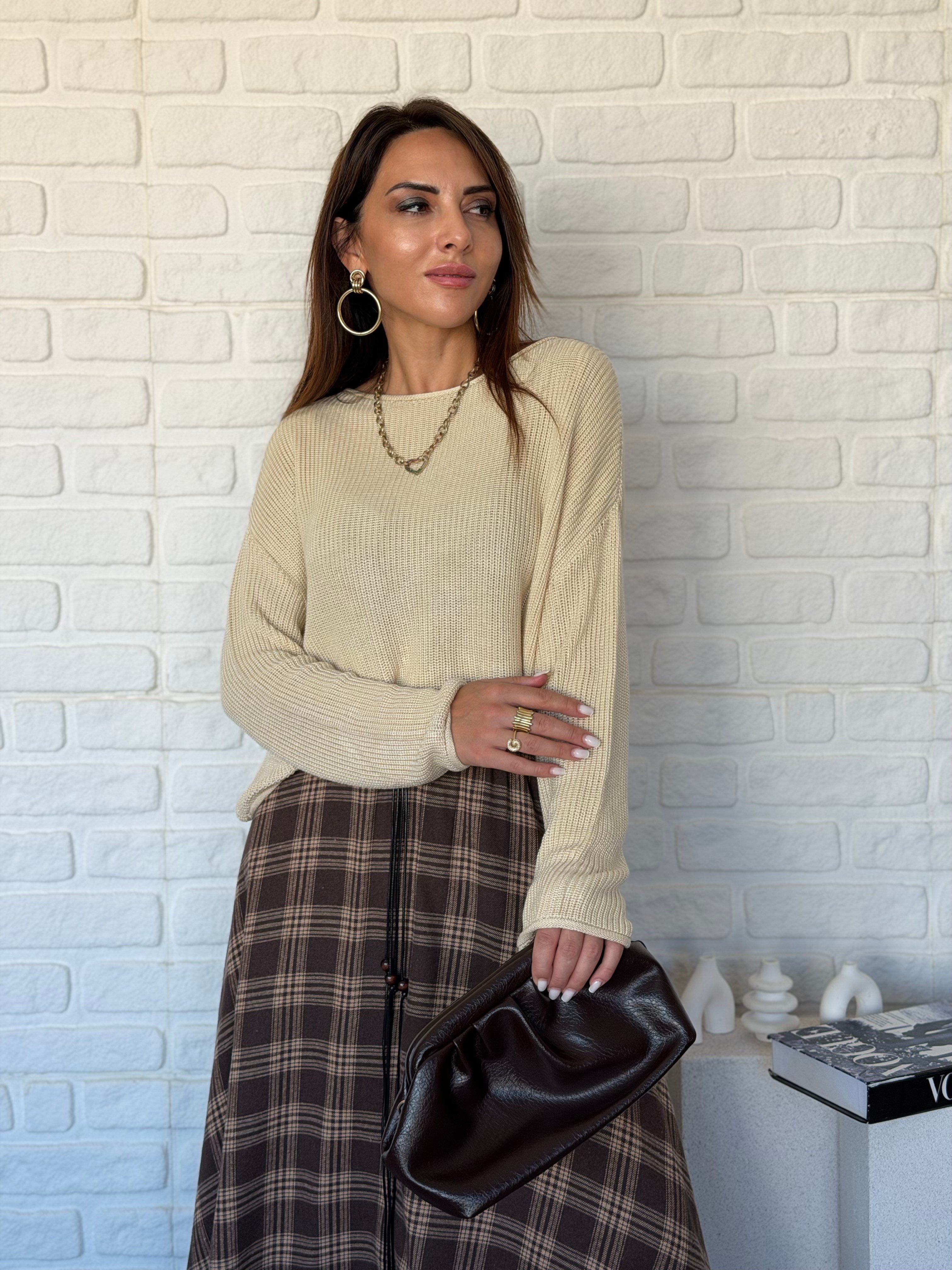 Kayık Yaka Basic Triko Kazak