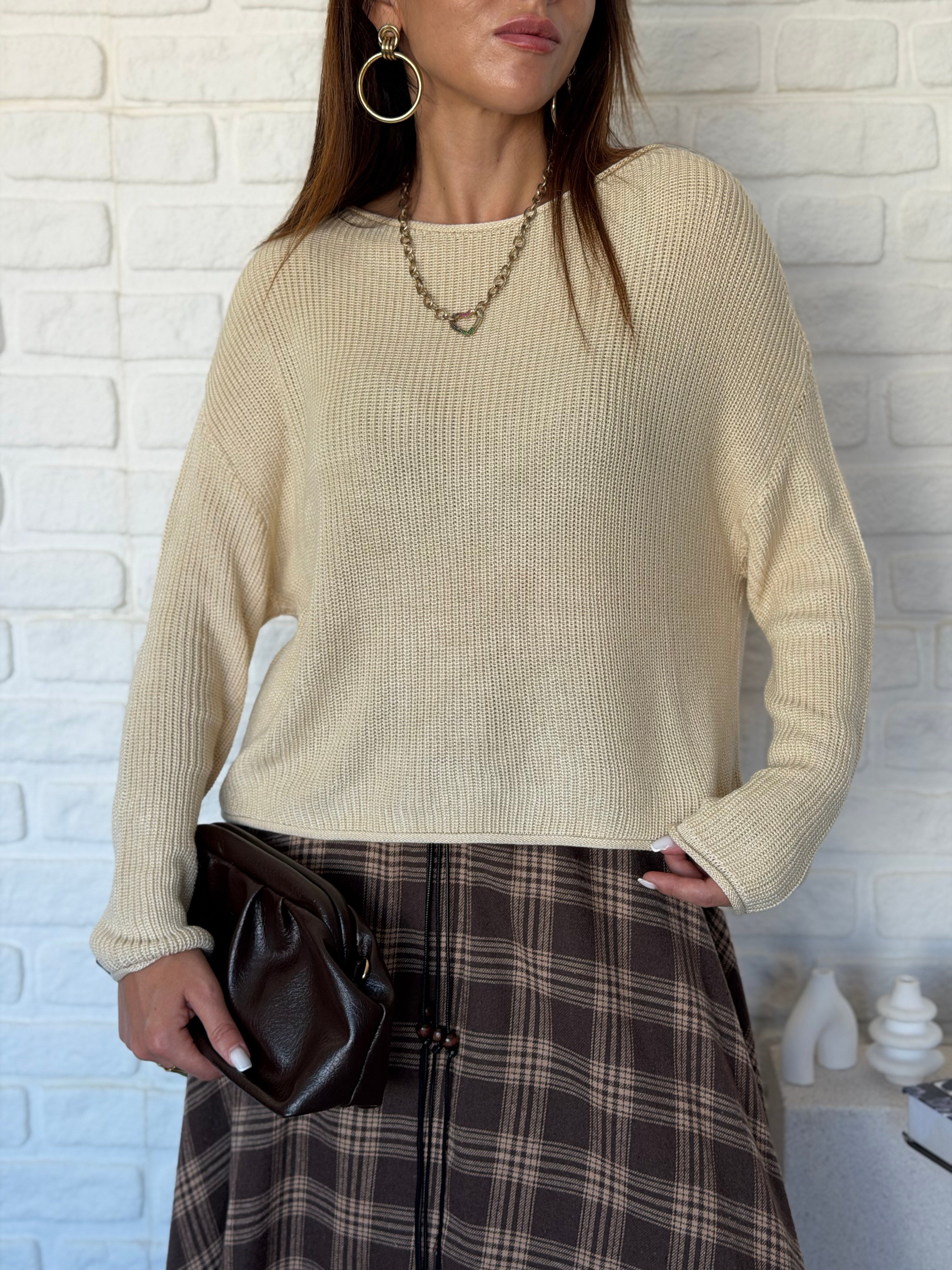 Kayık Yaka Basic Triko Kazak