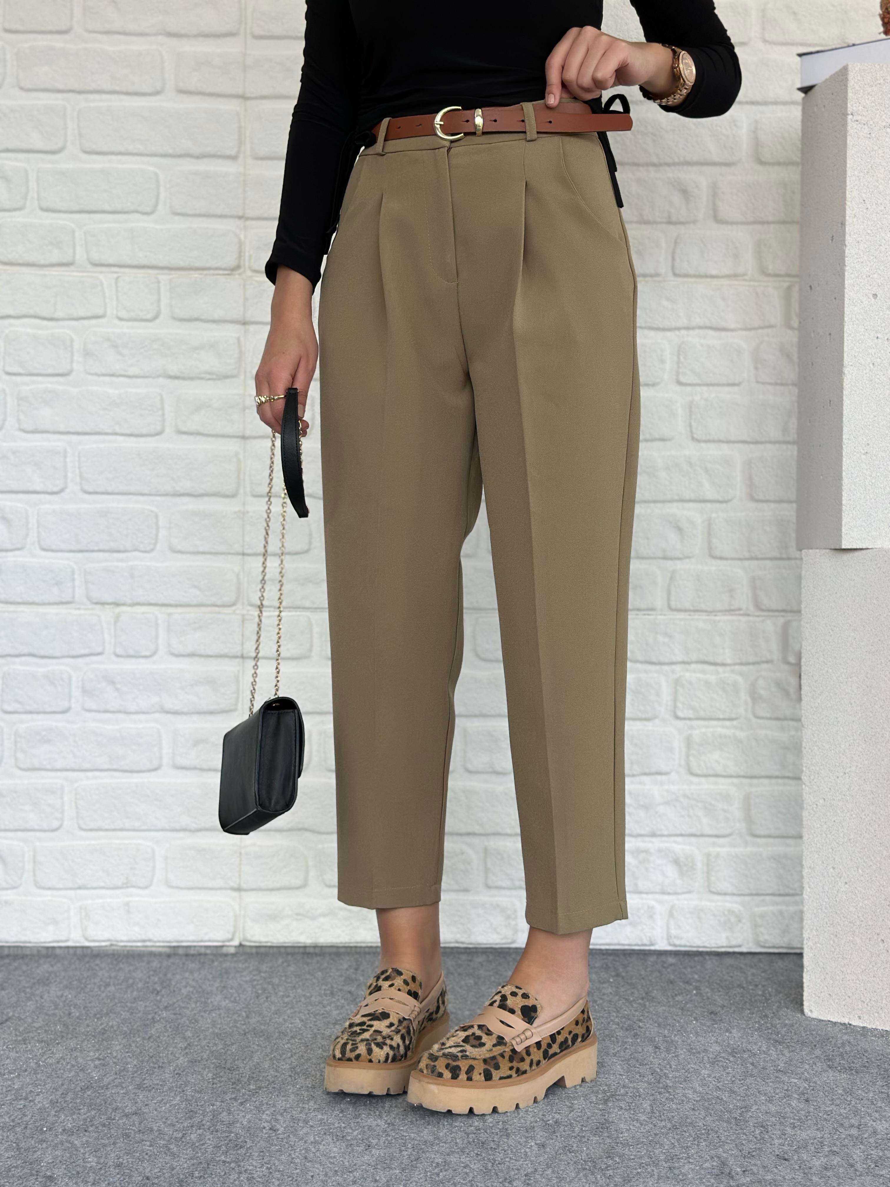 Kemerli Pantolon Olive