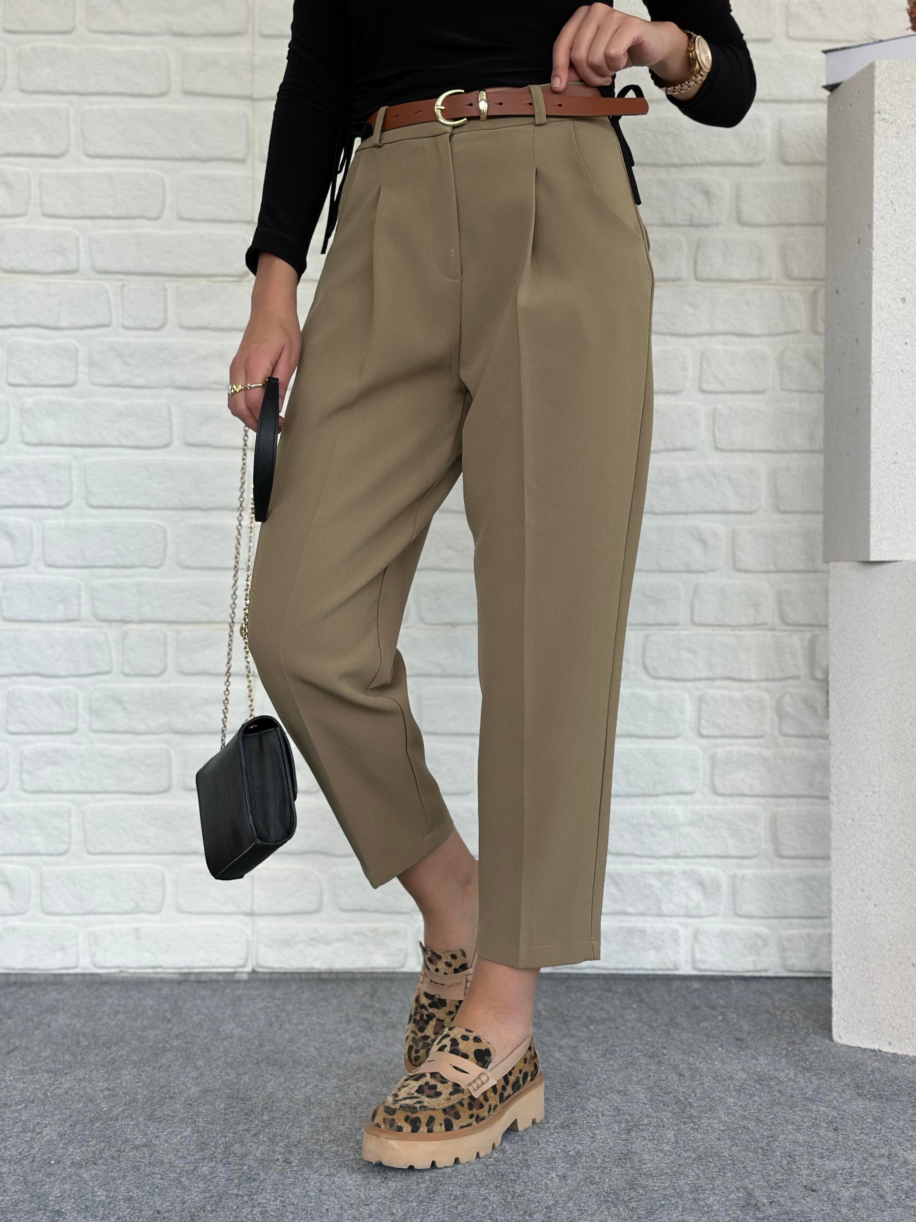 Kemerli Pantolon Olive