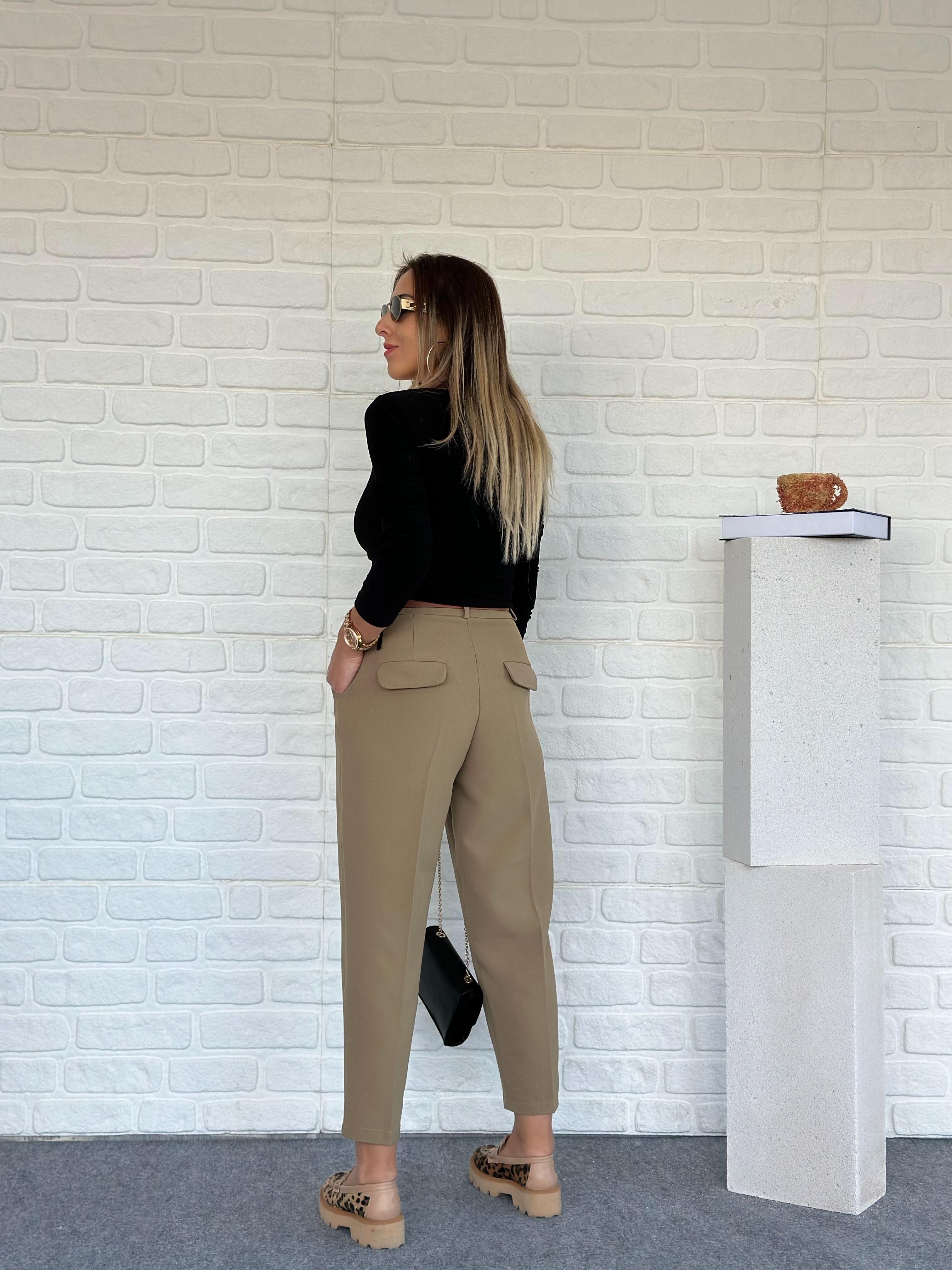 Kemerli Pantolon Olive