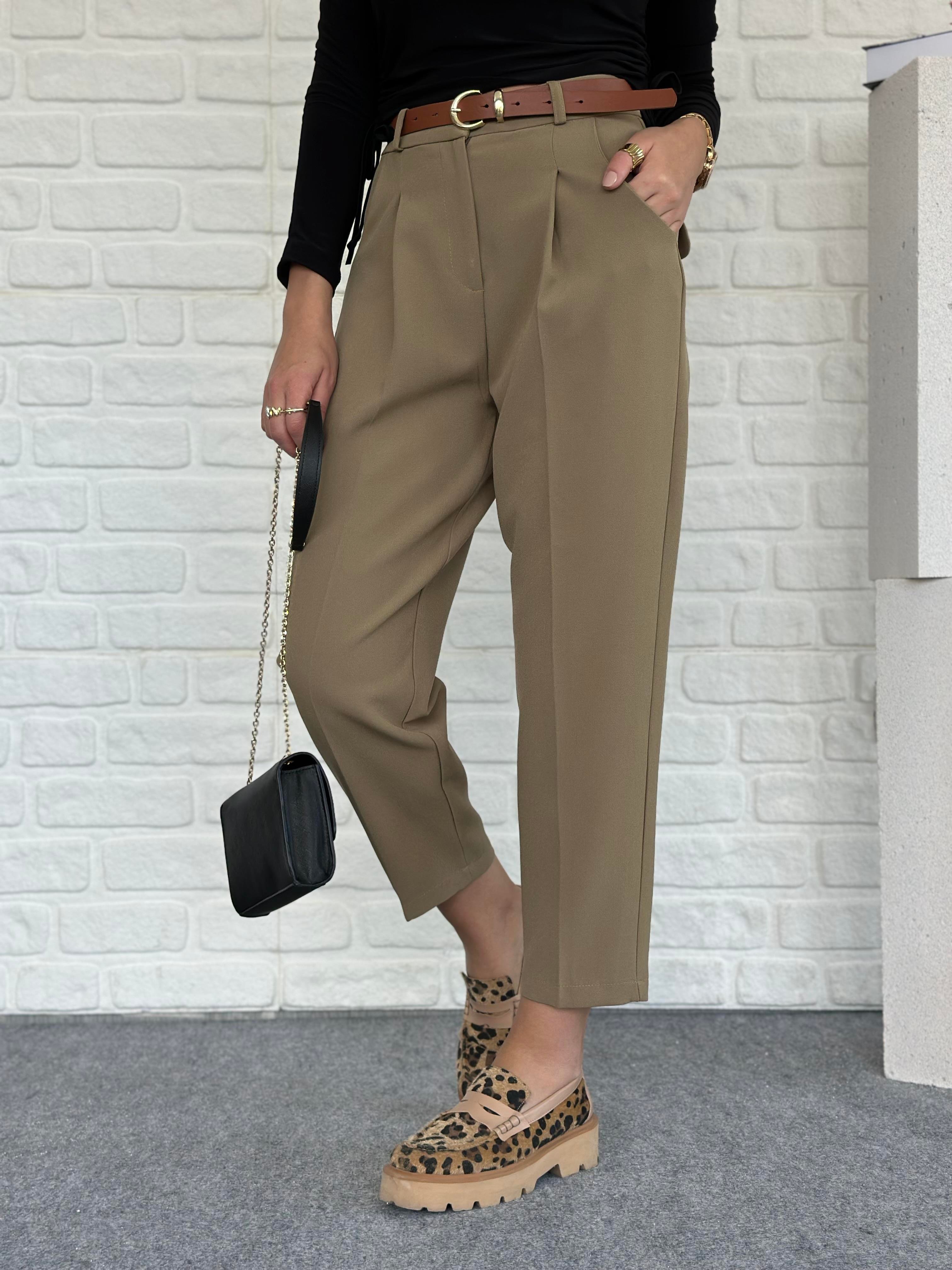 Kemerli Pantolon Olive