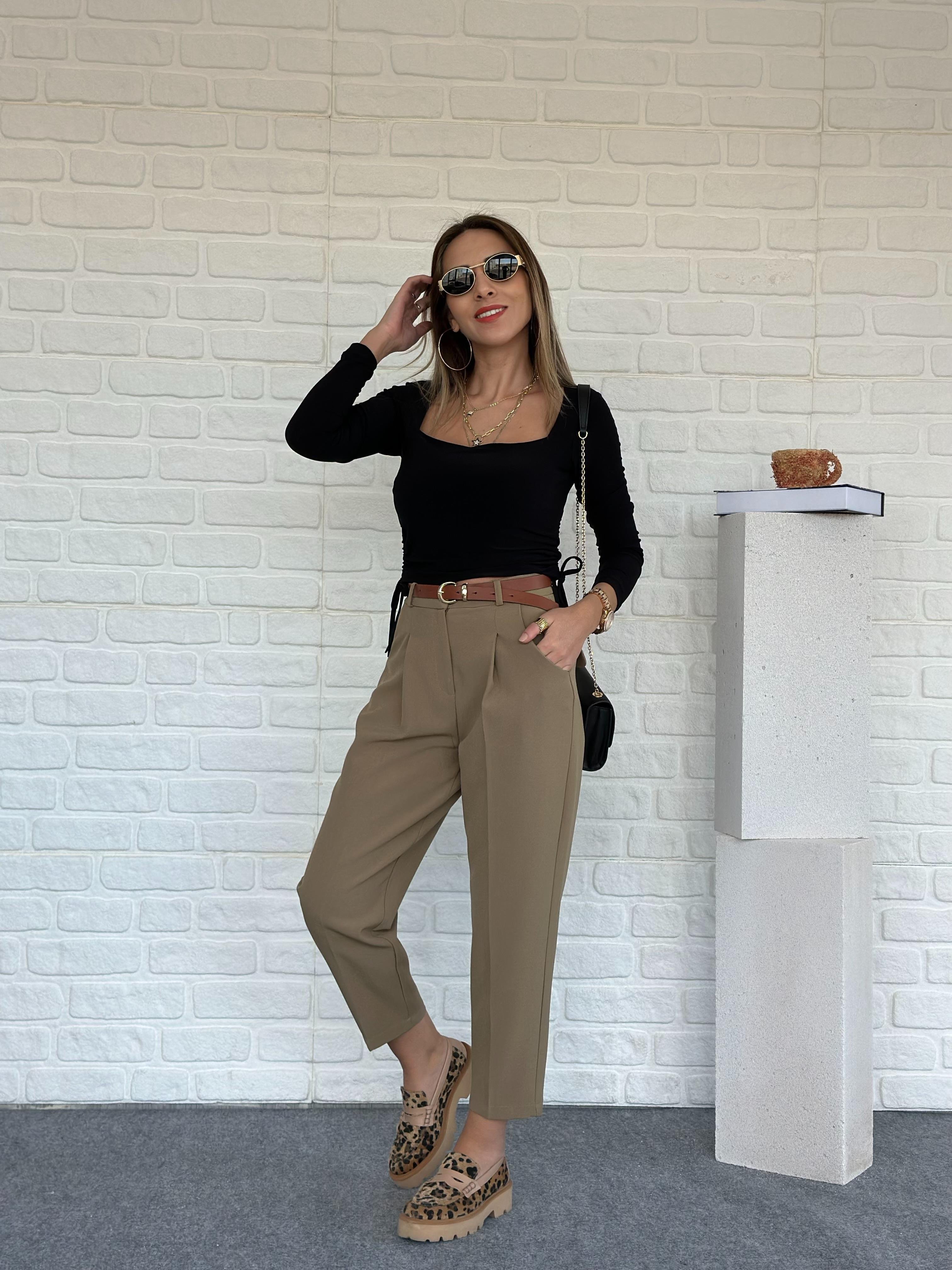 Kemerli Pantolon Olive