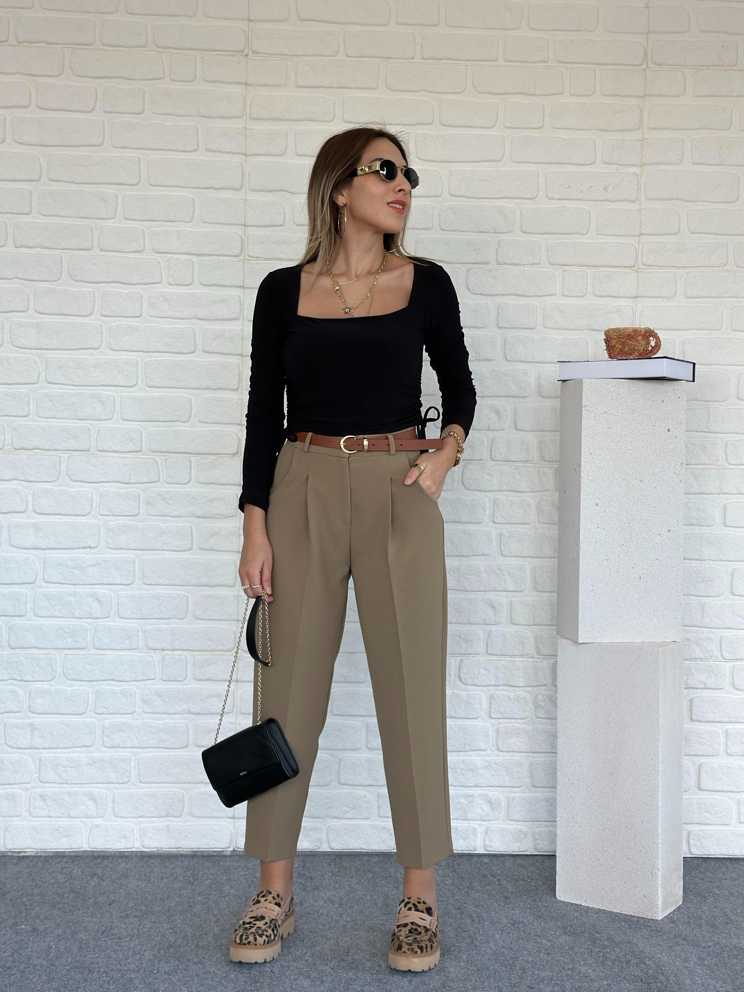 Kemerli Pantolon Olive
