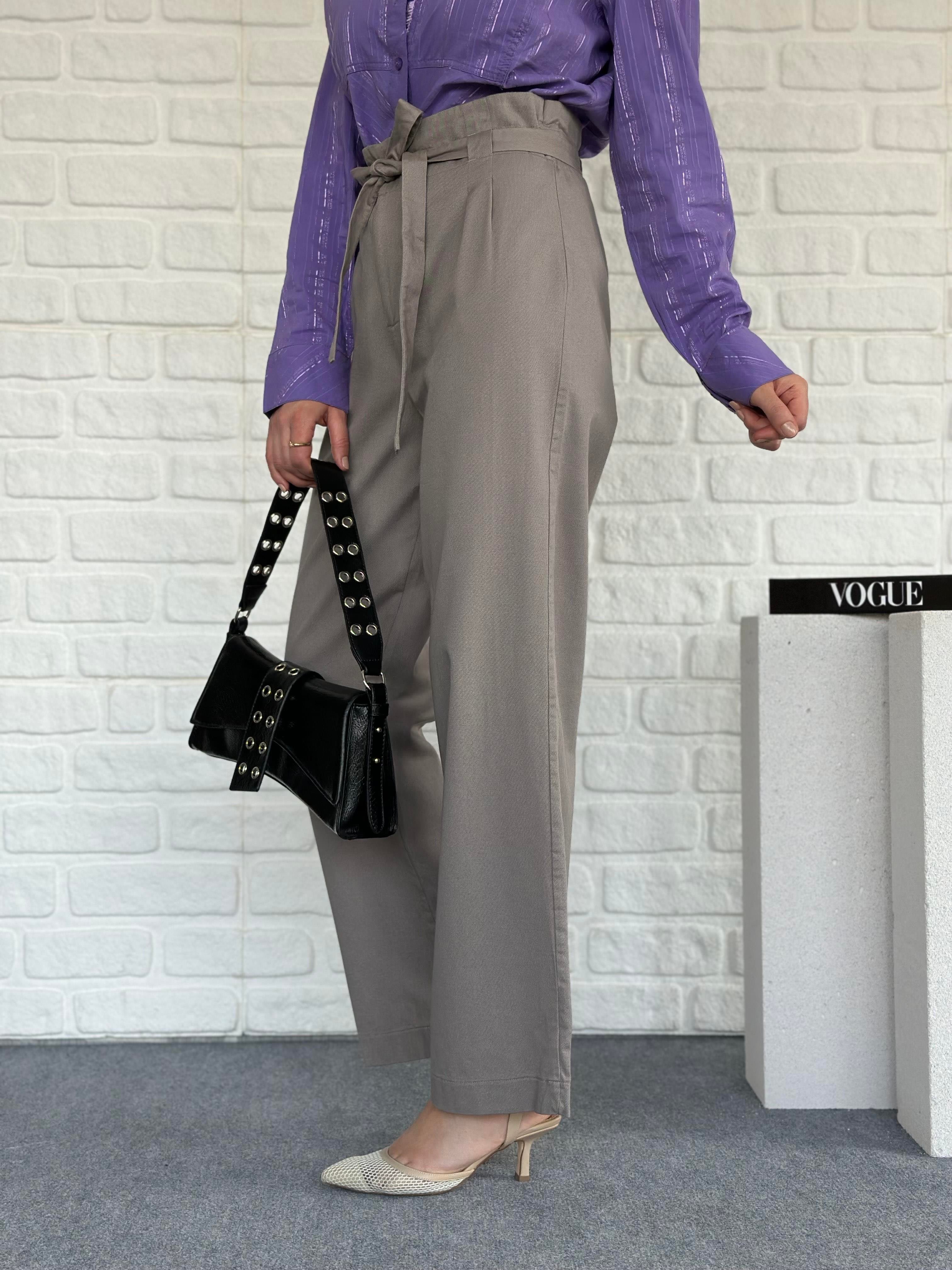 Kuşaklı Bol Paça Pantolon