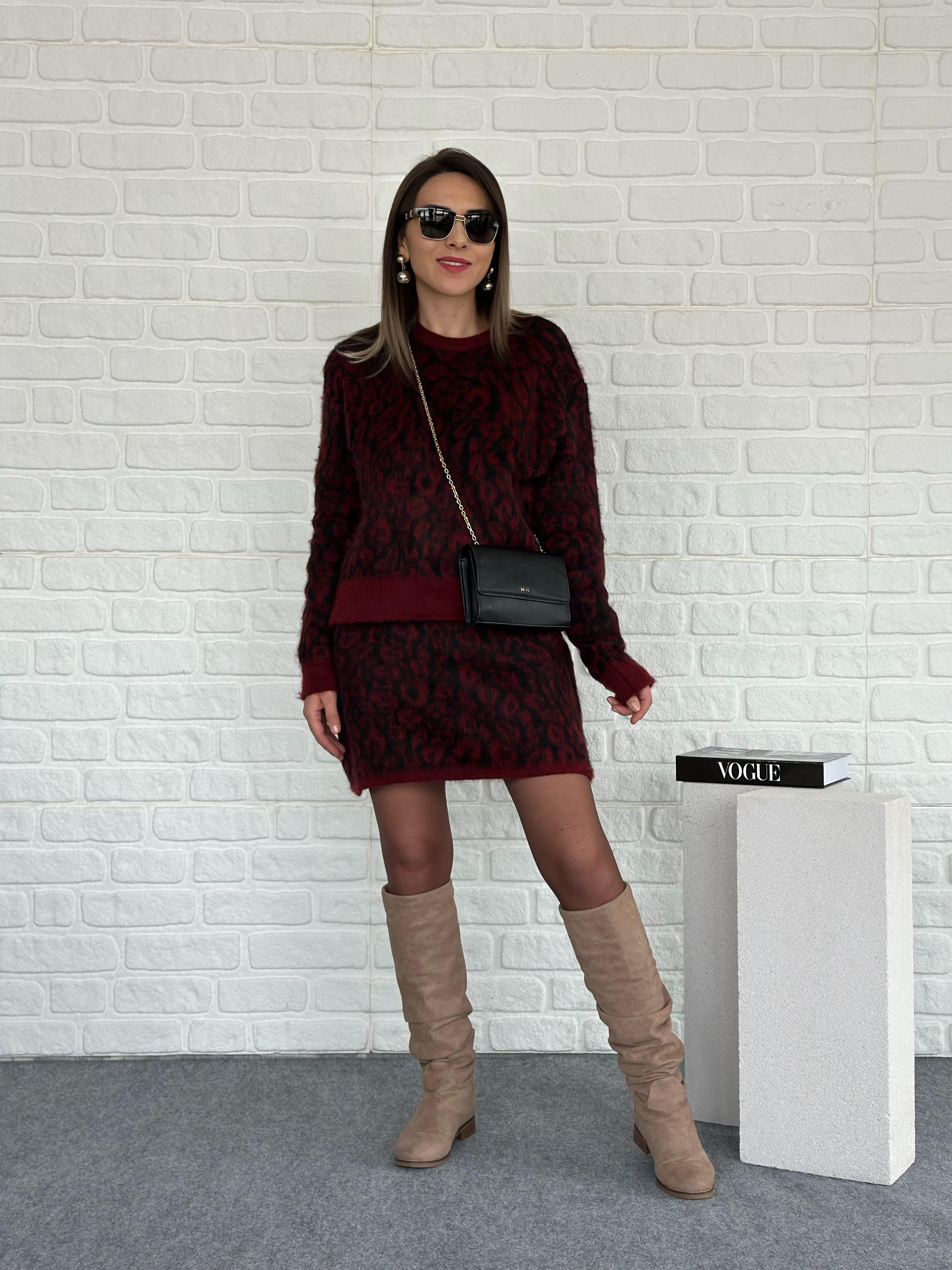 Leo Etekli Triko Takım Bordo