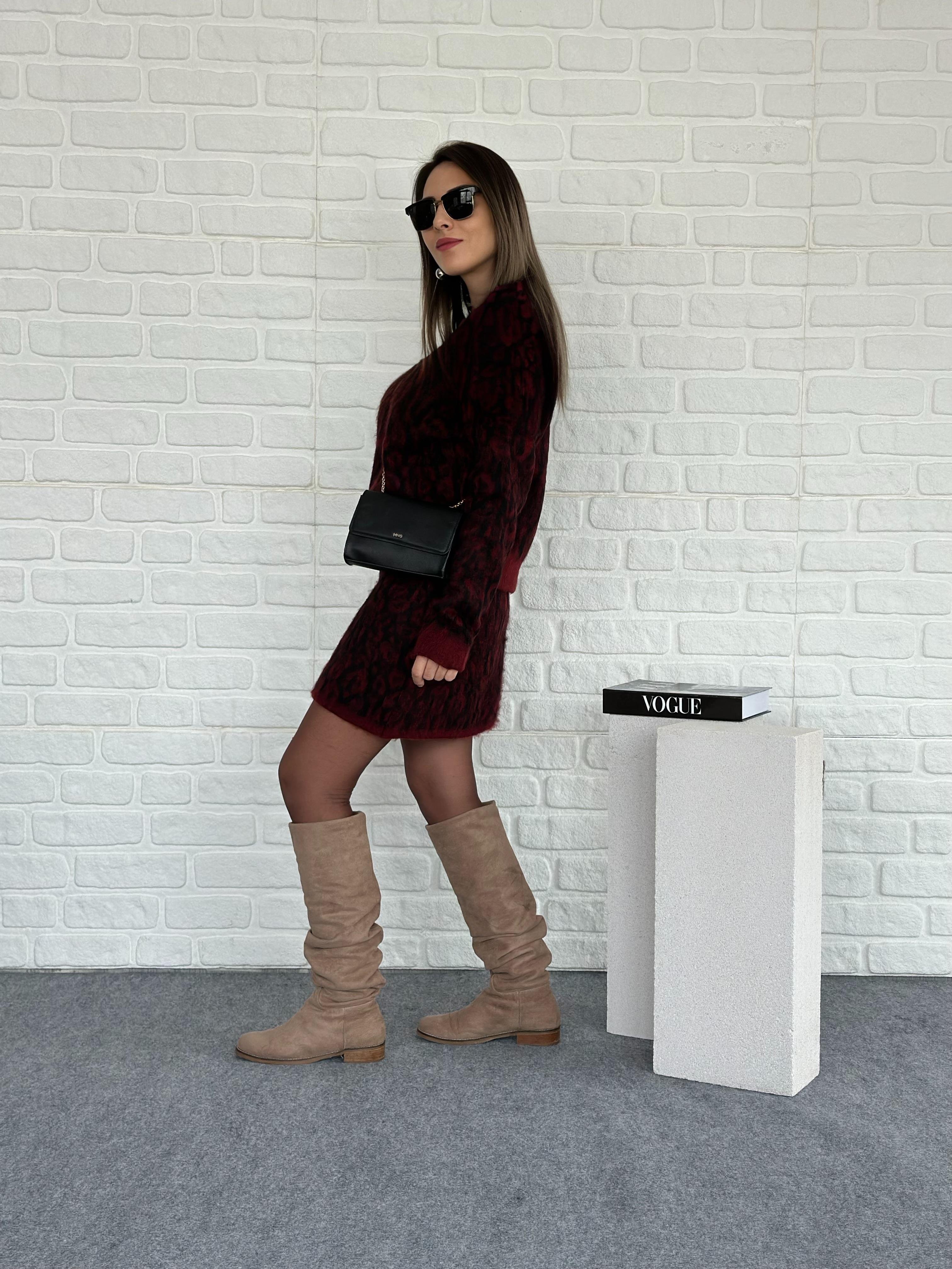 Leo Etekli Triko Takım Bordo