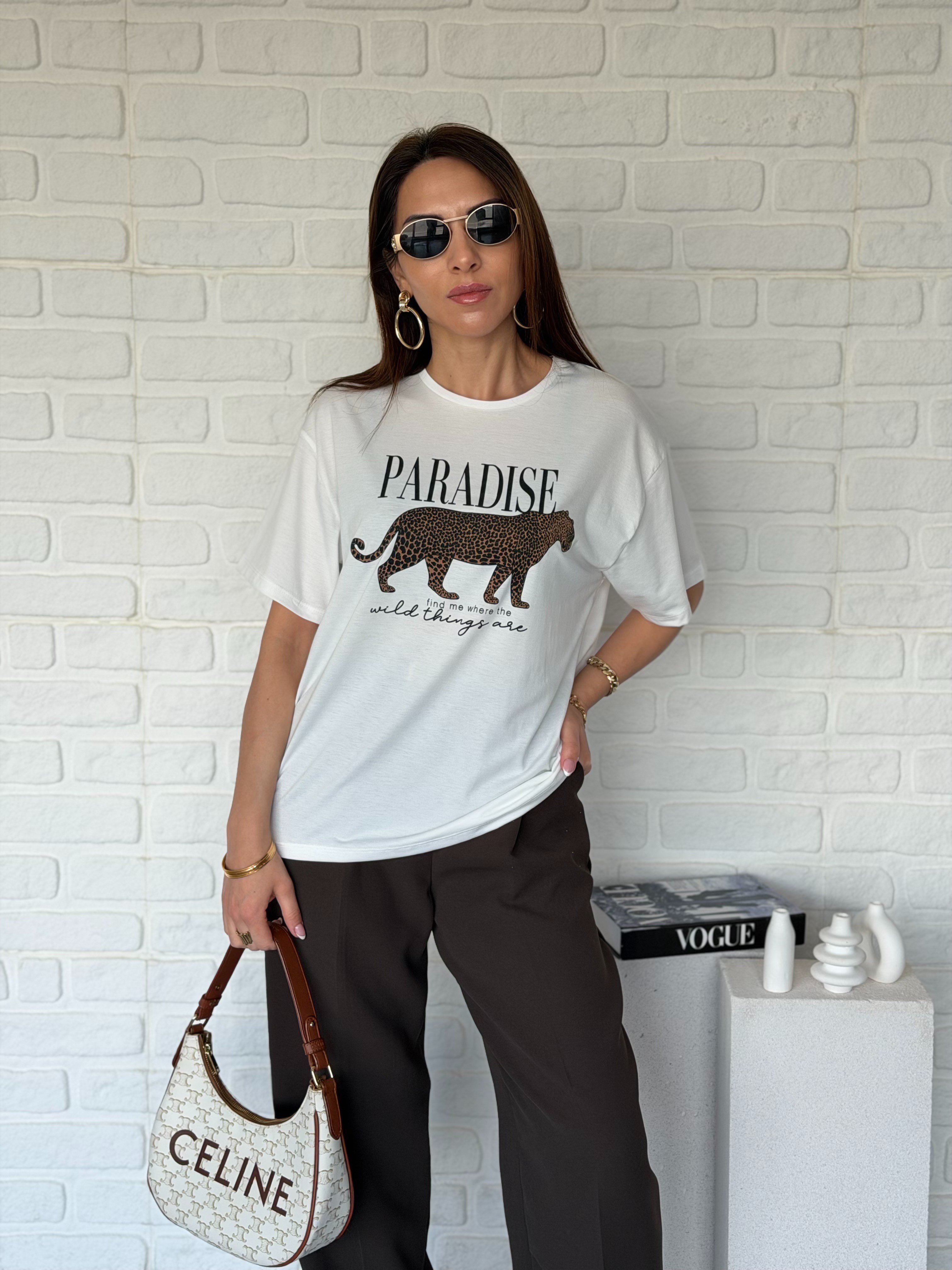Leopar Detaylı Tshirt