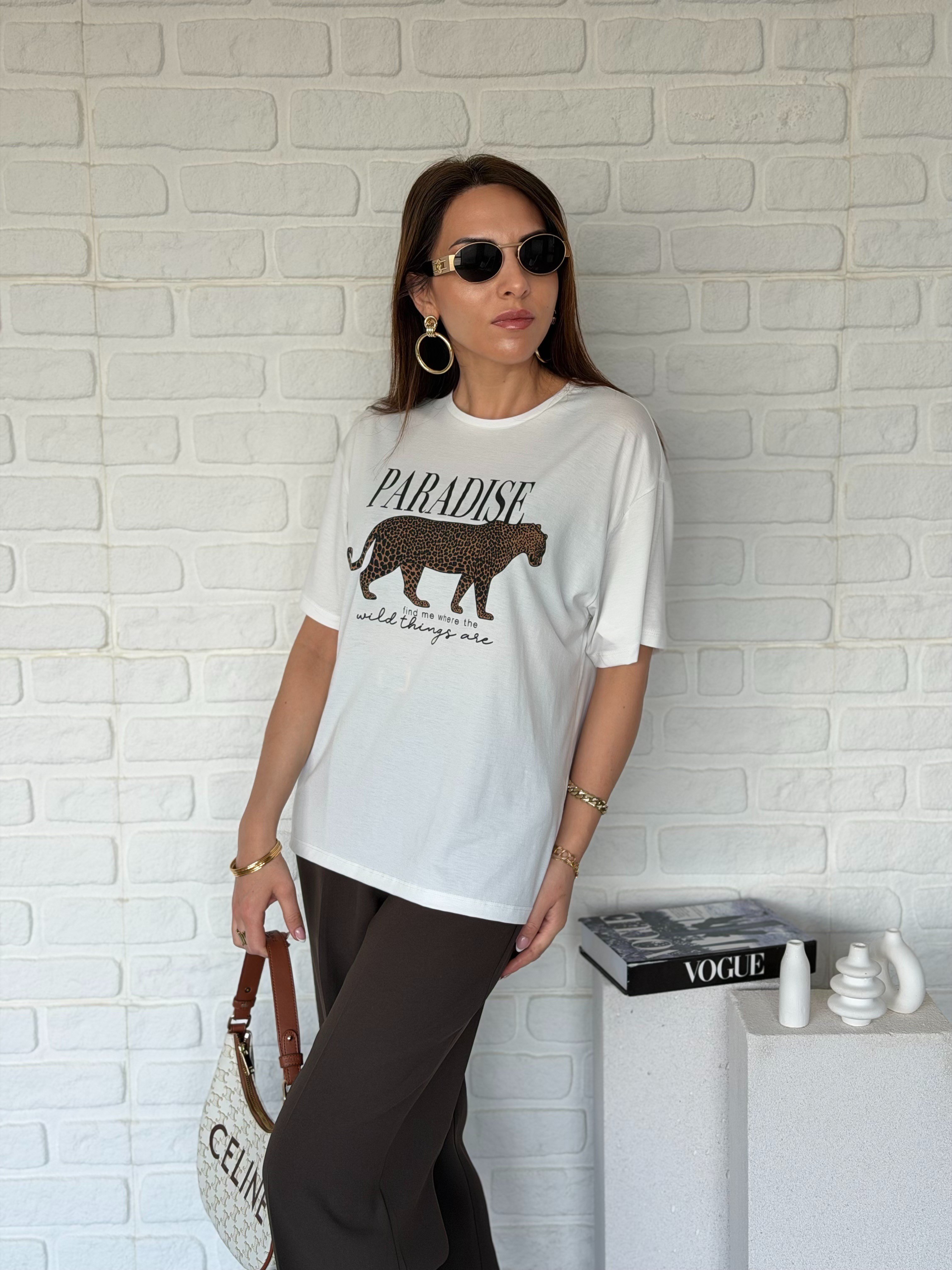 Leopar Detaylı Tshirt