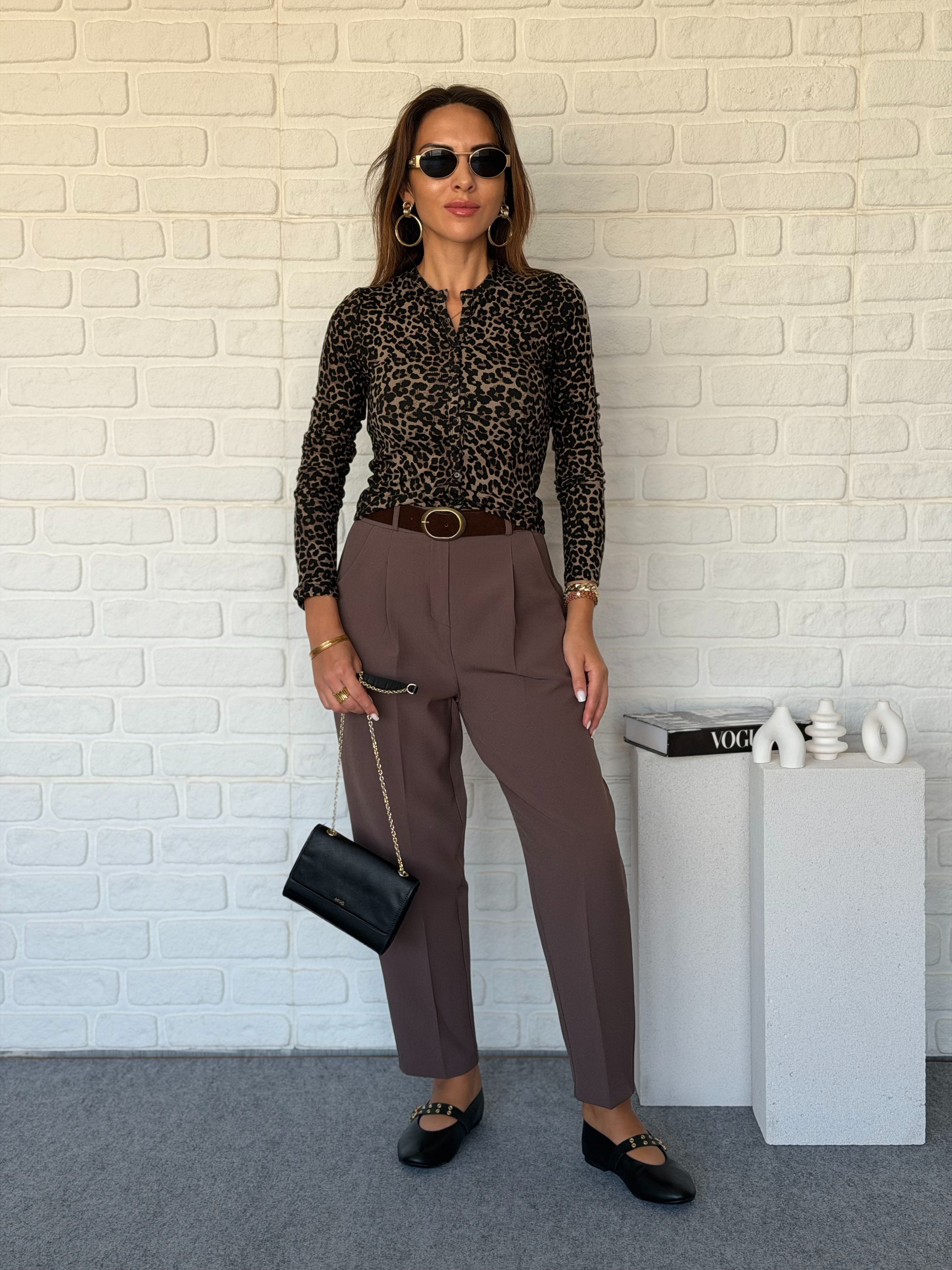 Leopar Hırka Bluz