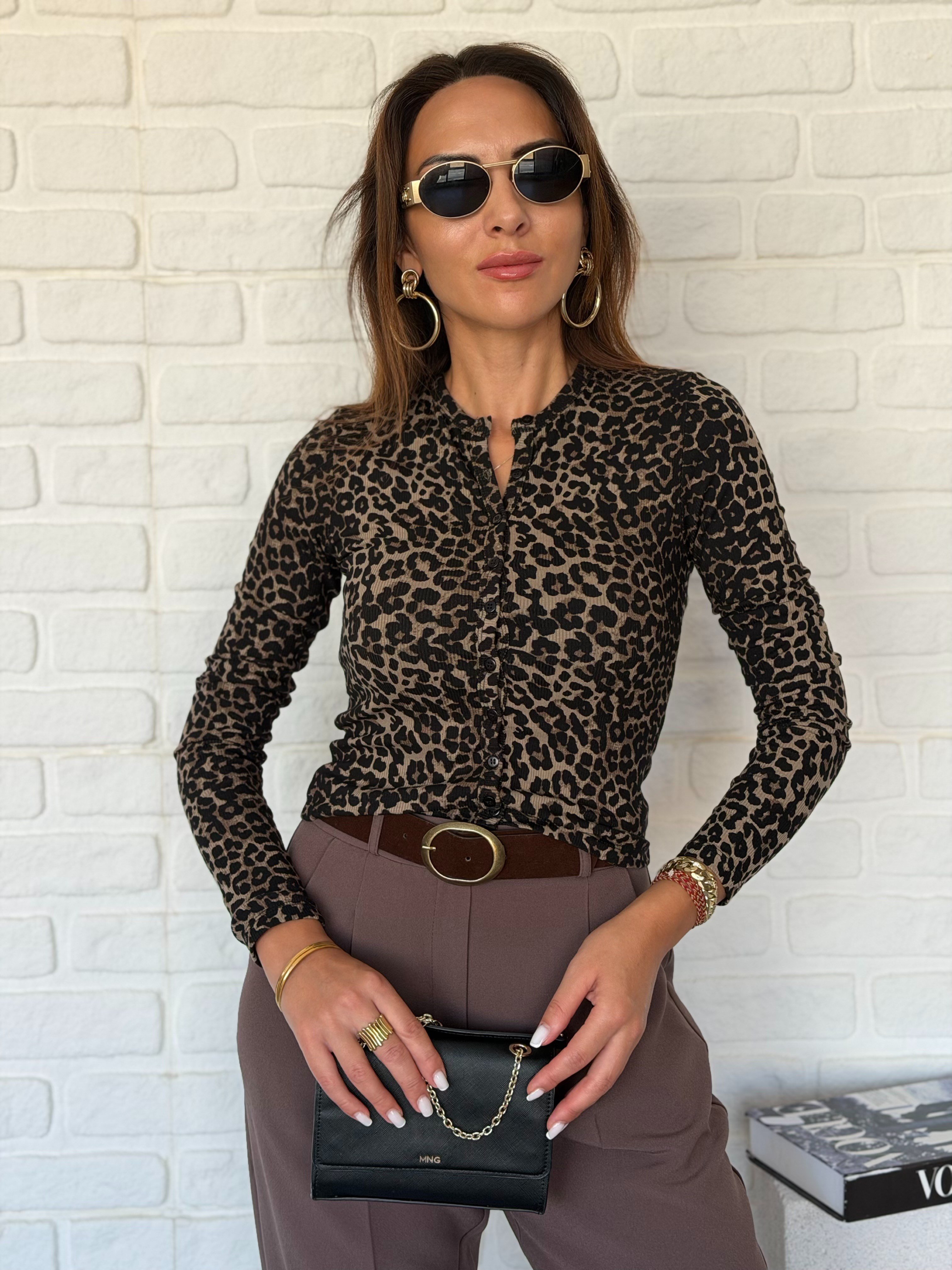 Leopar Hırka Bluz