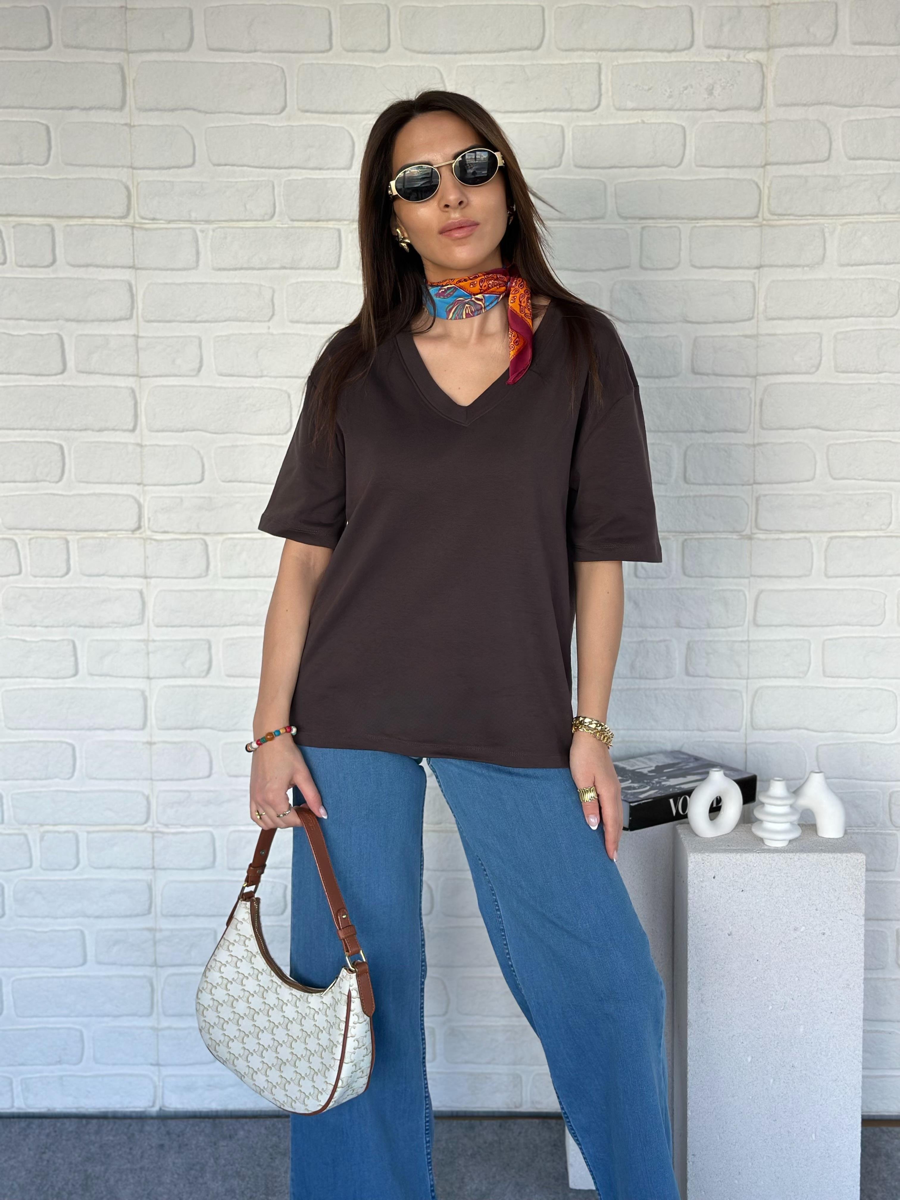 Mass V Yaka Tshirt Kahve