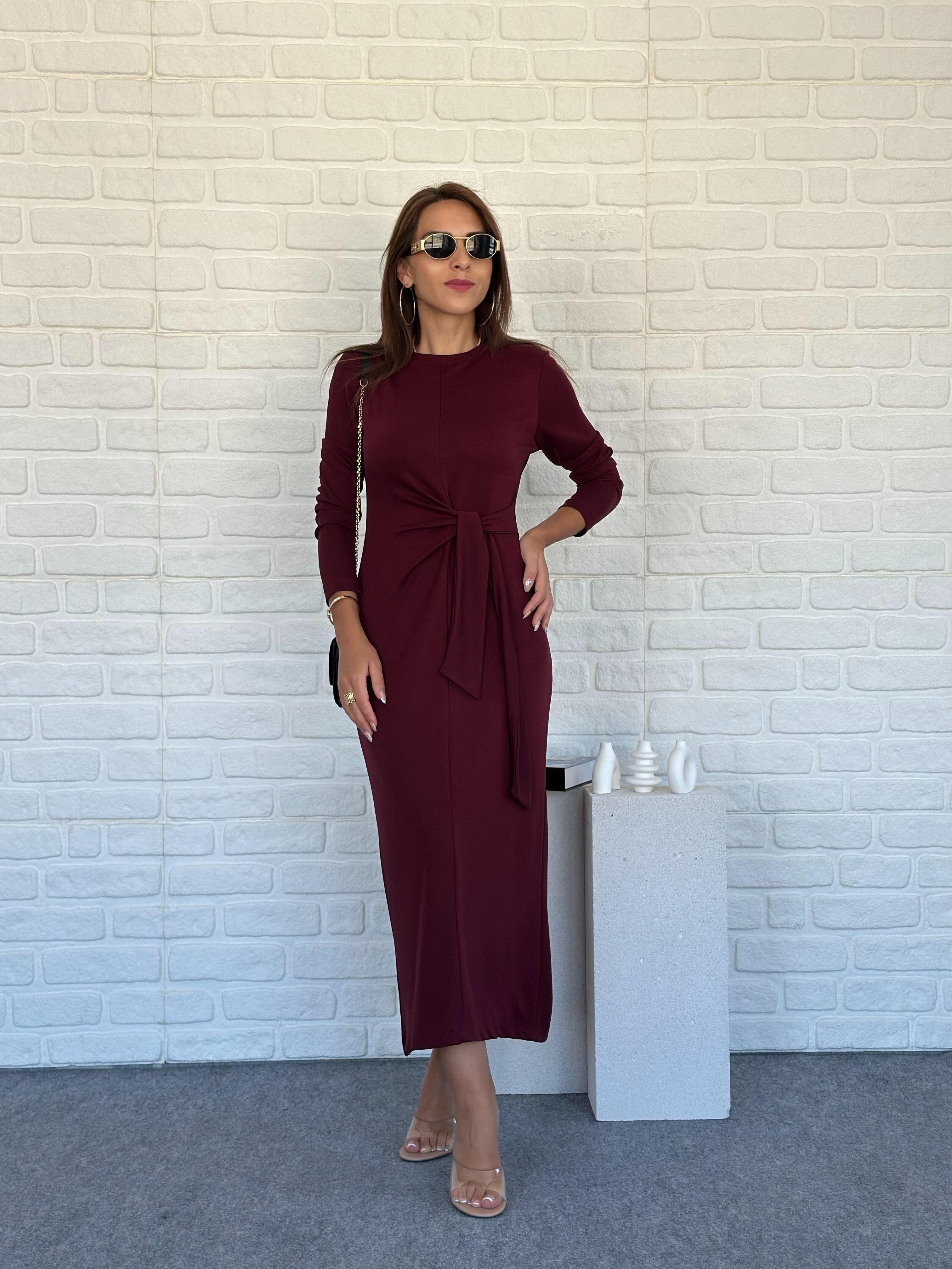 Modal Elbise Bordo