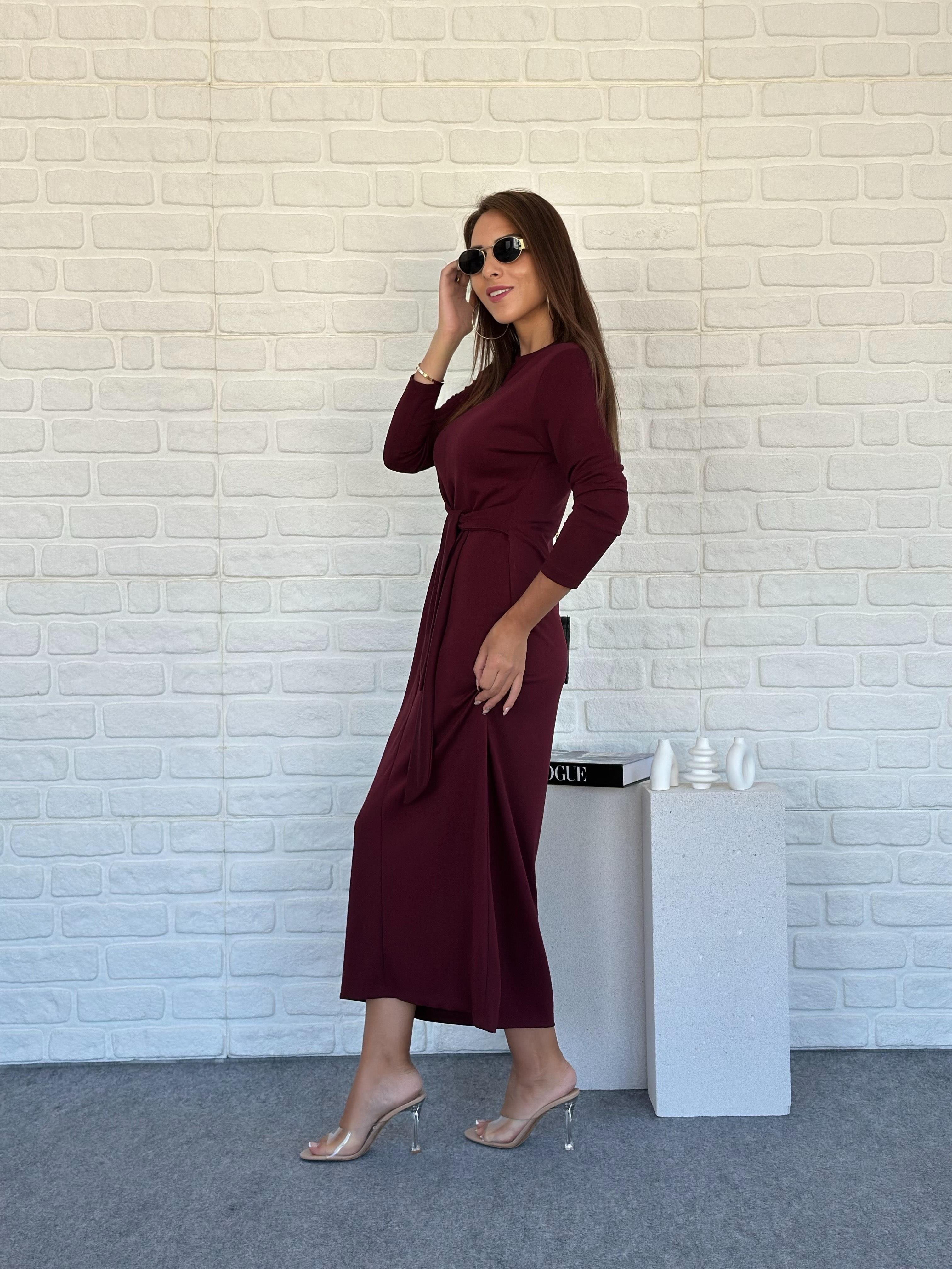 Modal Elbise Bordo