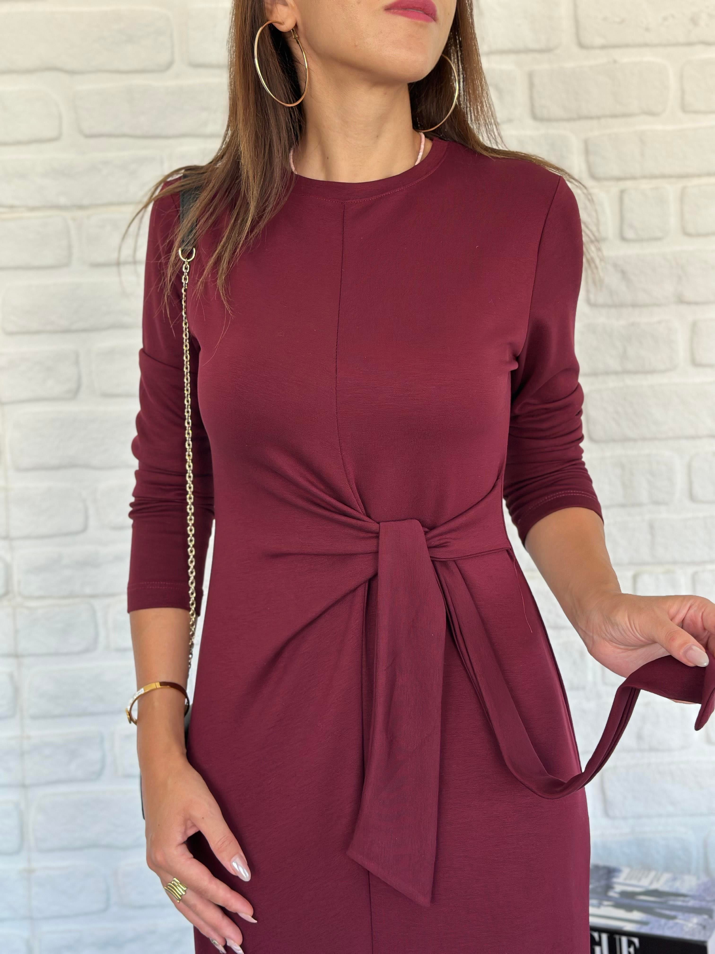 Modal Elbise Bordo