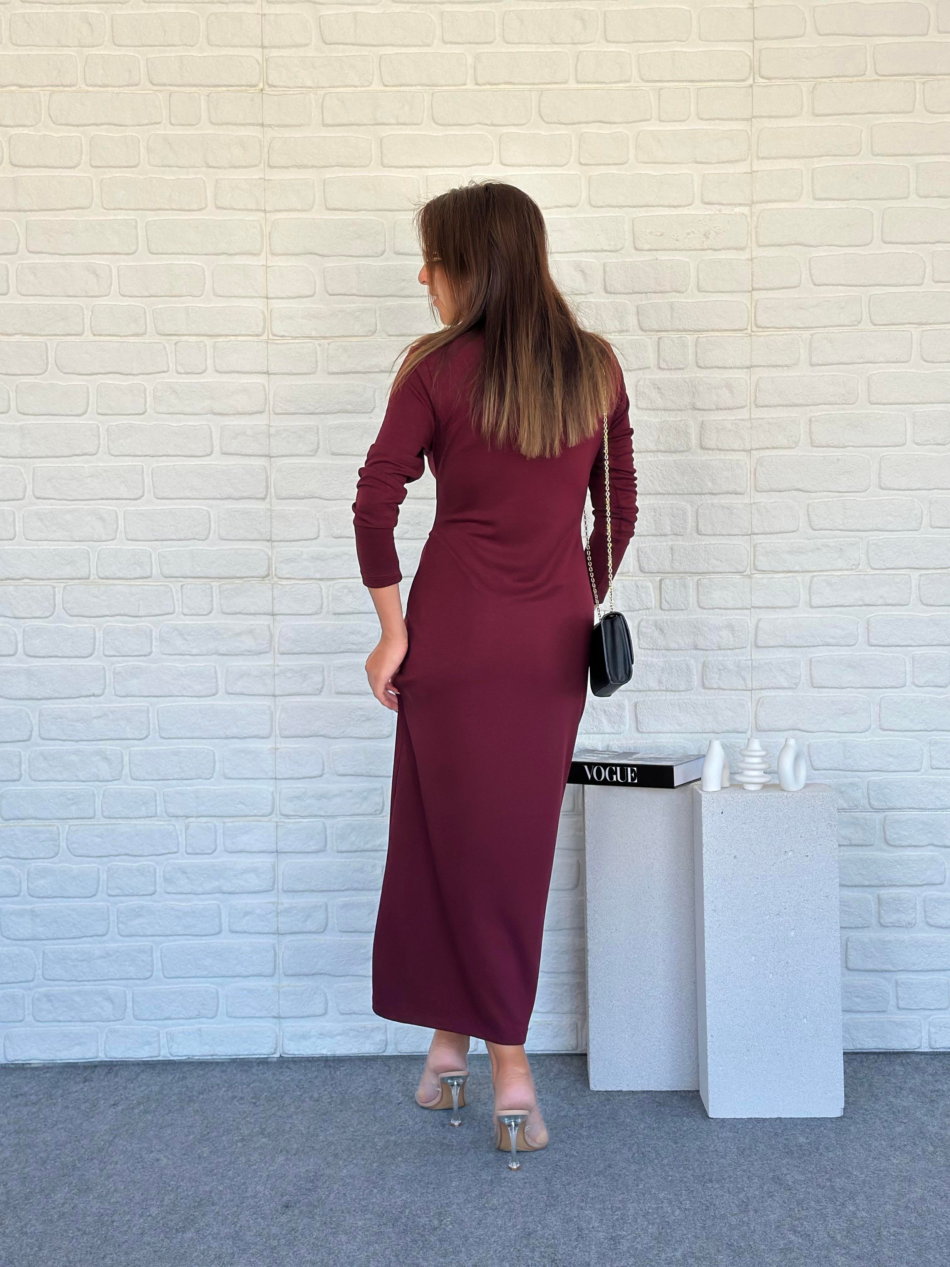 Modal Elbise Bordo