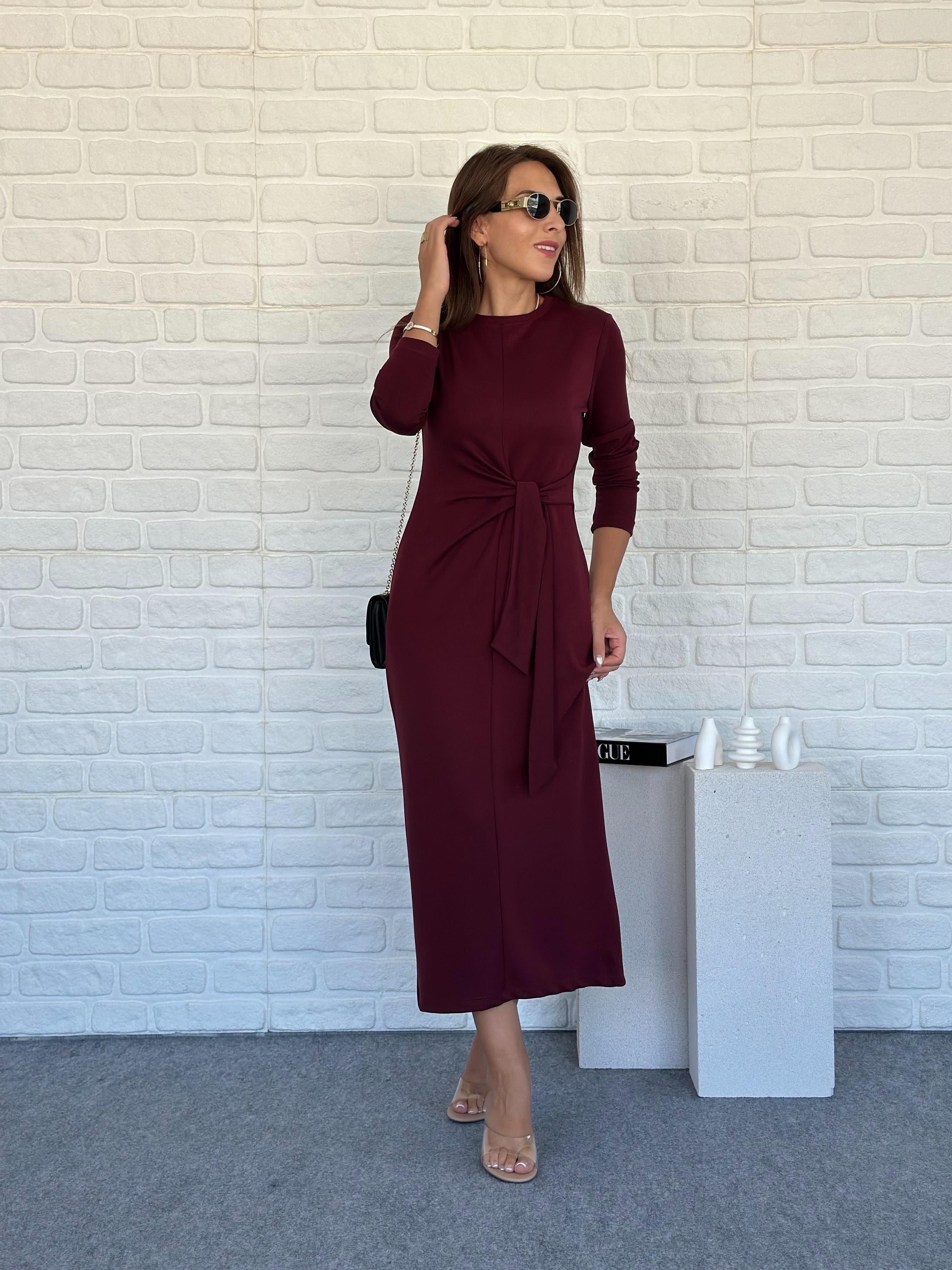 Modal Elbise Bordo
